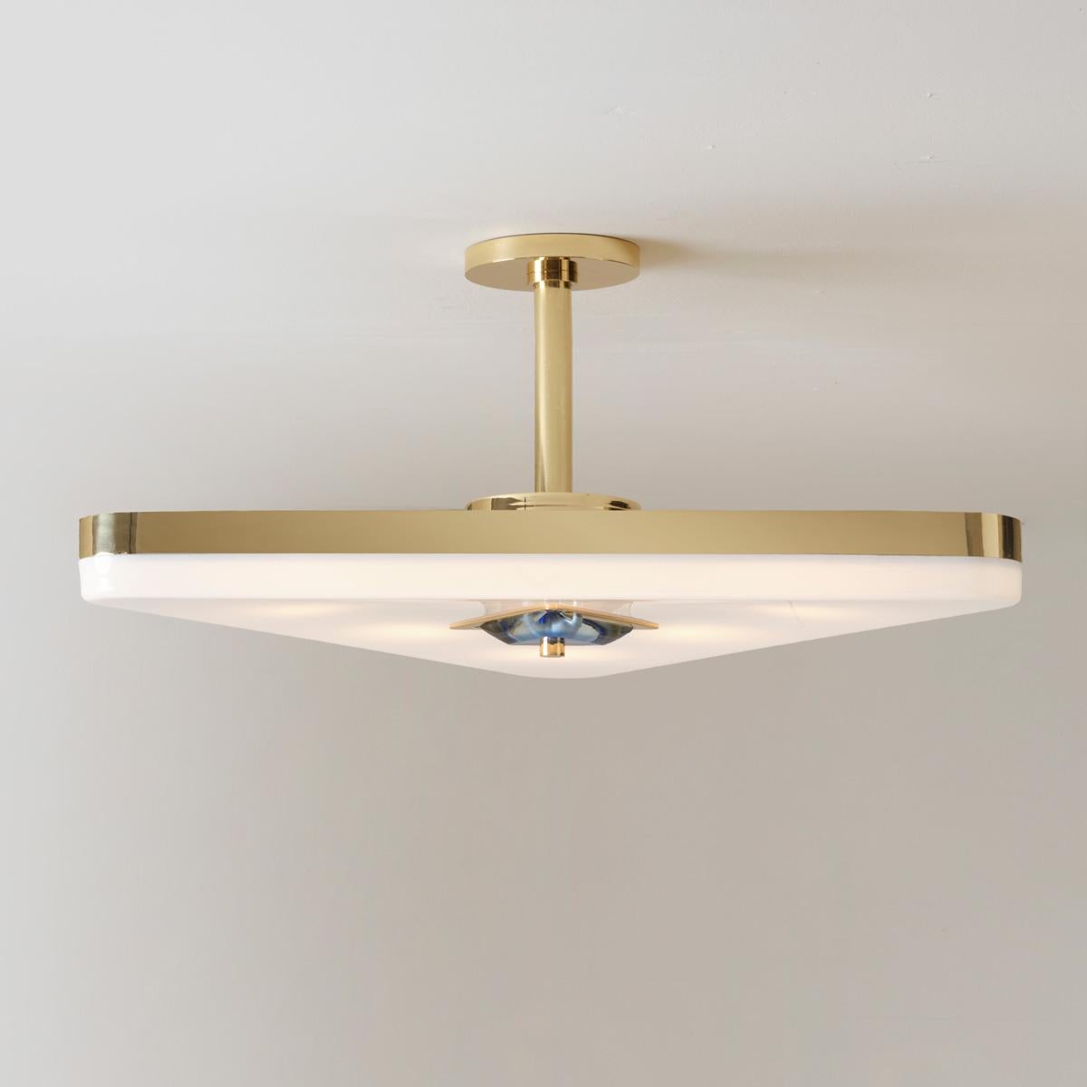 Iris Triangle Ceiling Light by Gaspare Asaro. Polished Brass Finish In New Condition For Sale In New York, NY