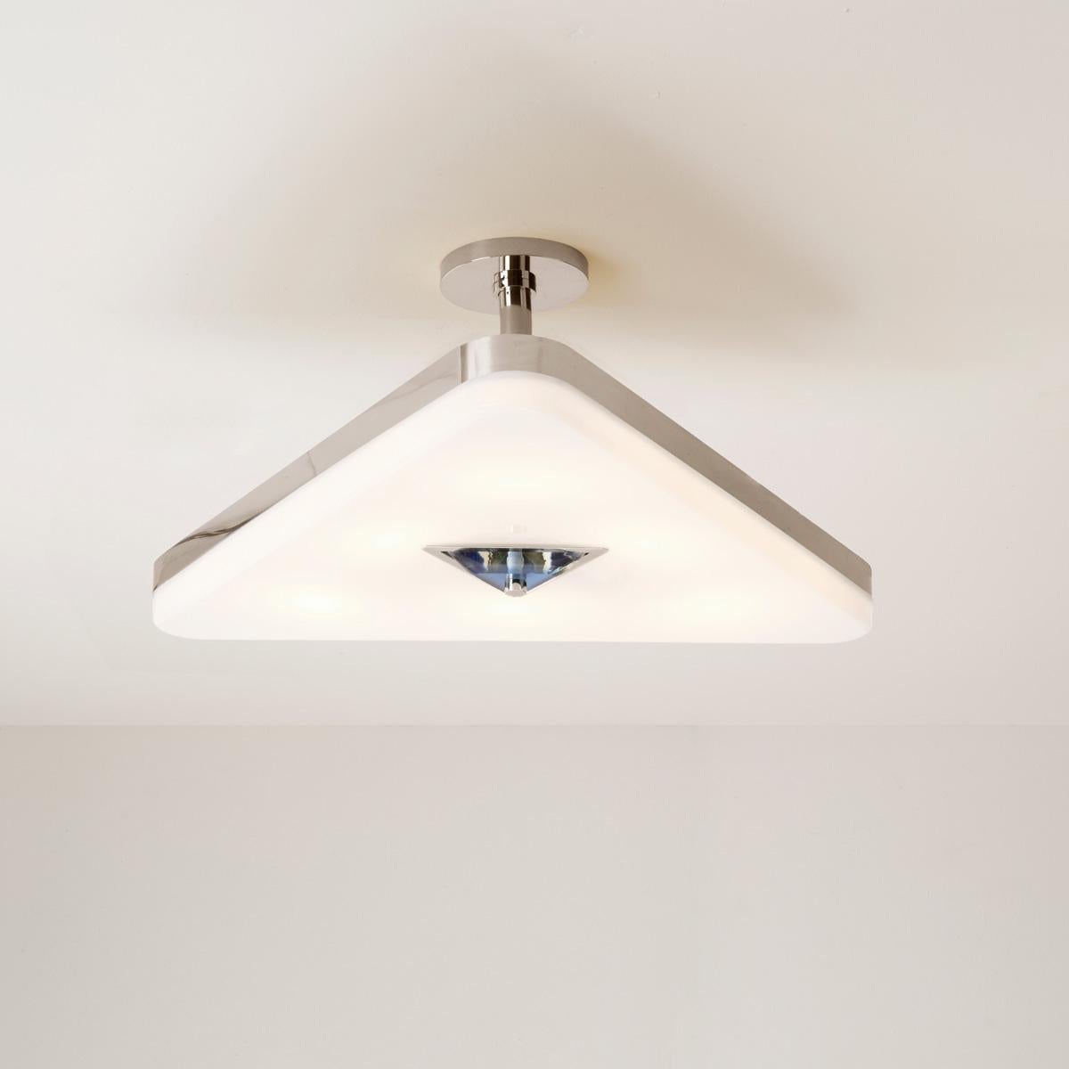Modern Iris Triangle Ceiling Light by Gaspare Asaro. Polished Nickel Finish For Sale
