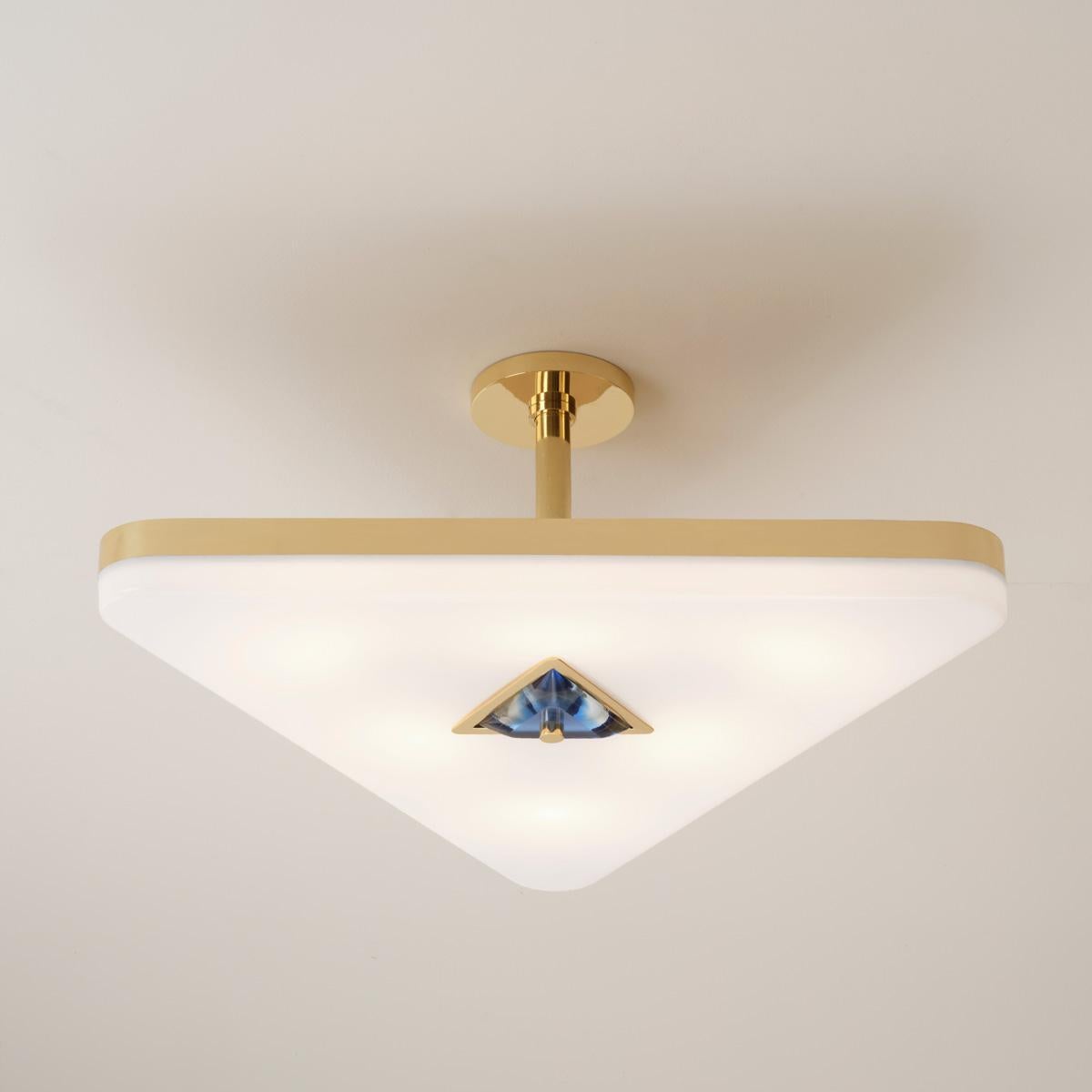 Contemporary Iris Triangle Ceiling Light by Gaspare Asaro. Polished Nickel Finish For Sale