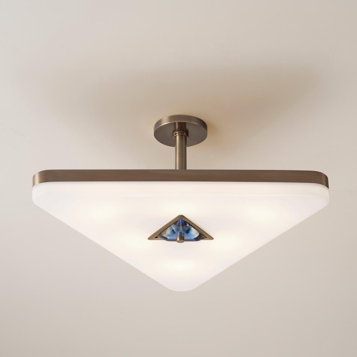 Iris Triangle Ceiling Light by Gaspare Asaro. Polished Nickel Finish For Sale 1