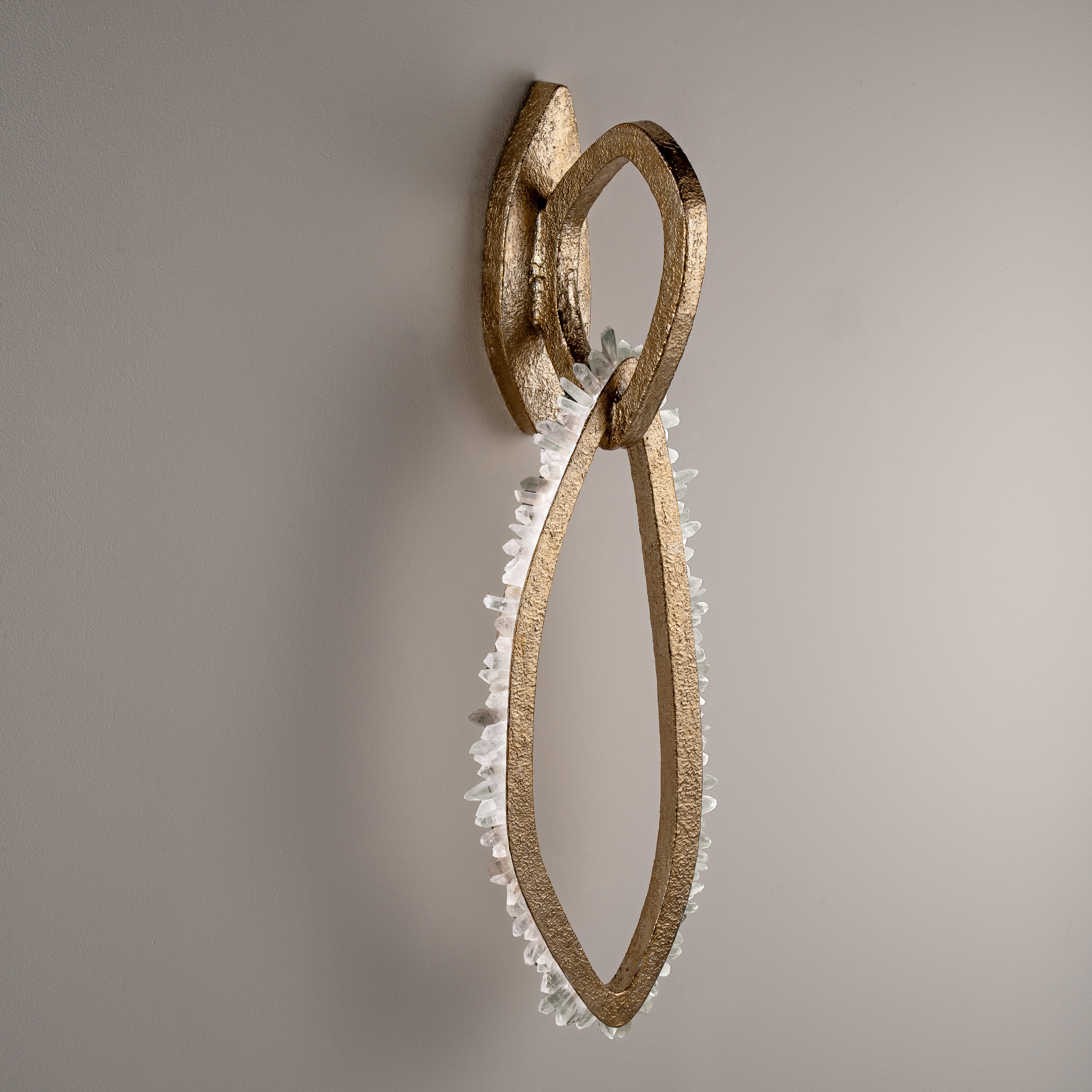 Íris Wall Lamp by Aver
Dimensions: D 25 x W 20 x H 75 cm 
Materials: Hand-blown glass, metal, crystals, and white quartz.

Available in different finishes. All our lamps can be wired according to each country. If sold to the USA it will be wired for