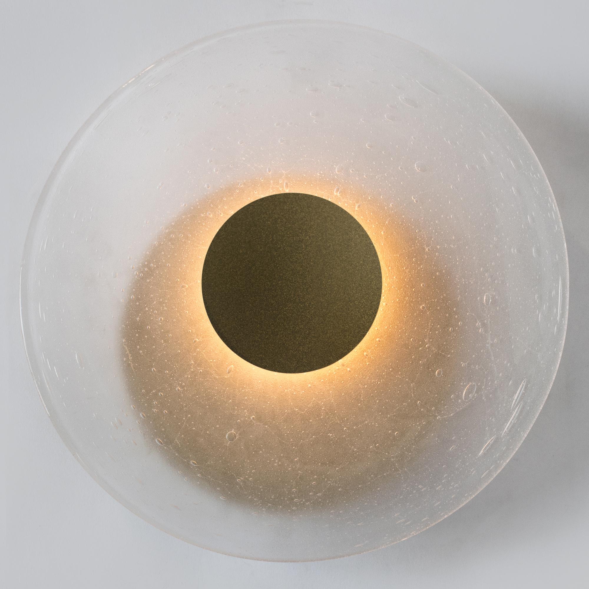 Contemporary Iris Wall Sconce, Hand-Blown Glass Diffuser For Sale
