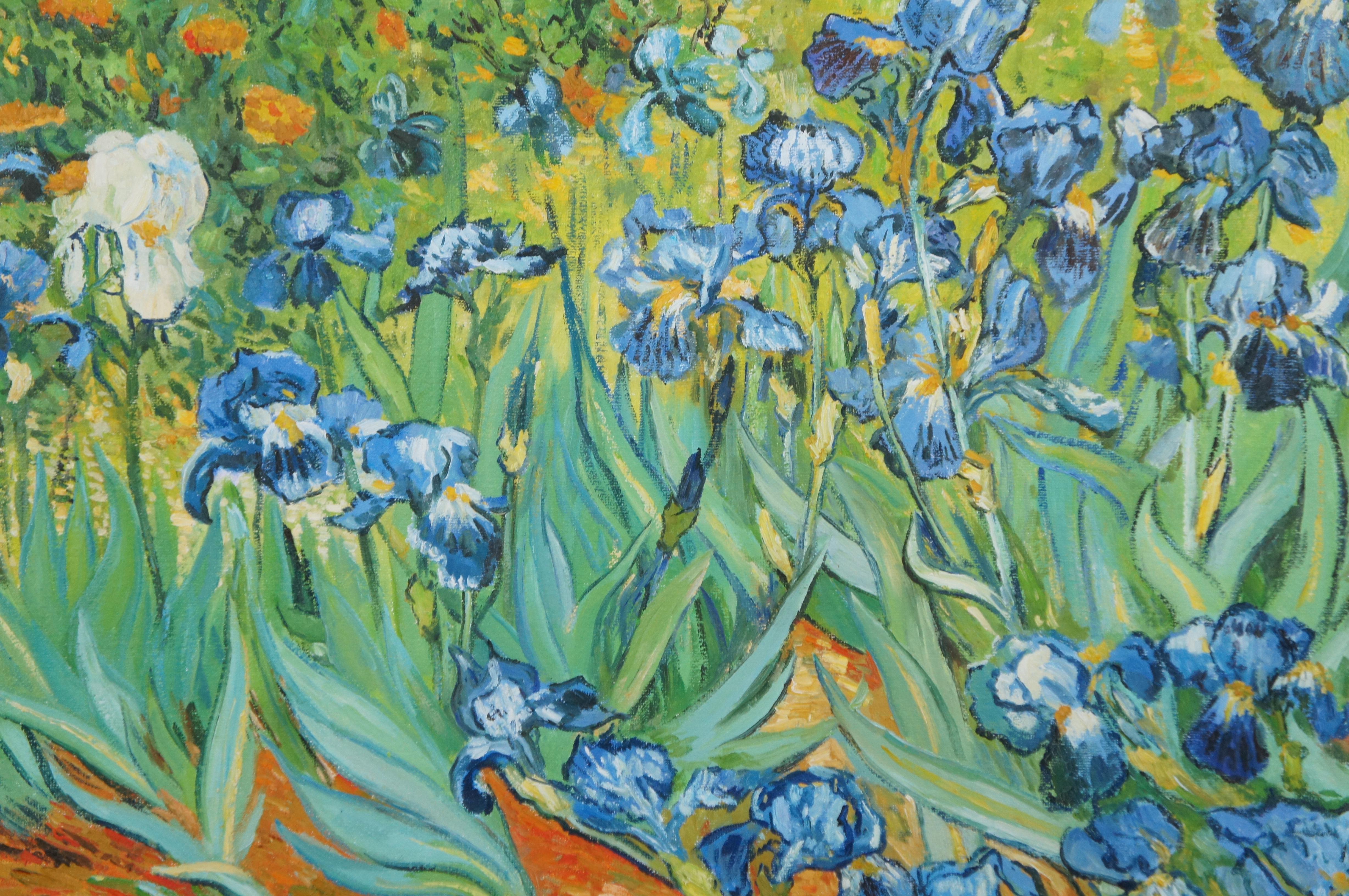 20th Century Irises Impressionist Oil Painting Contemporary School After Vincent Van Gogh 47