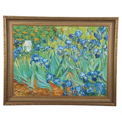 Irises Impressionist Oil Painting Contemporary School After Vincent Van Gogh 47"