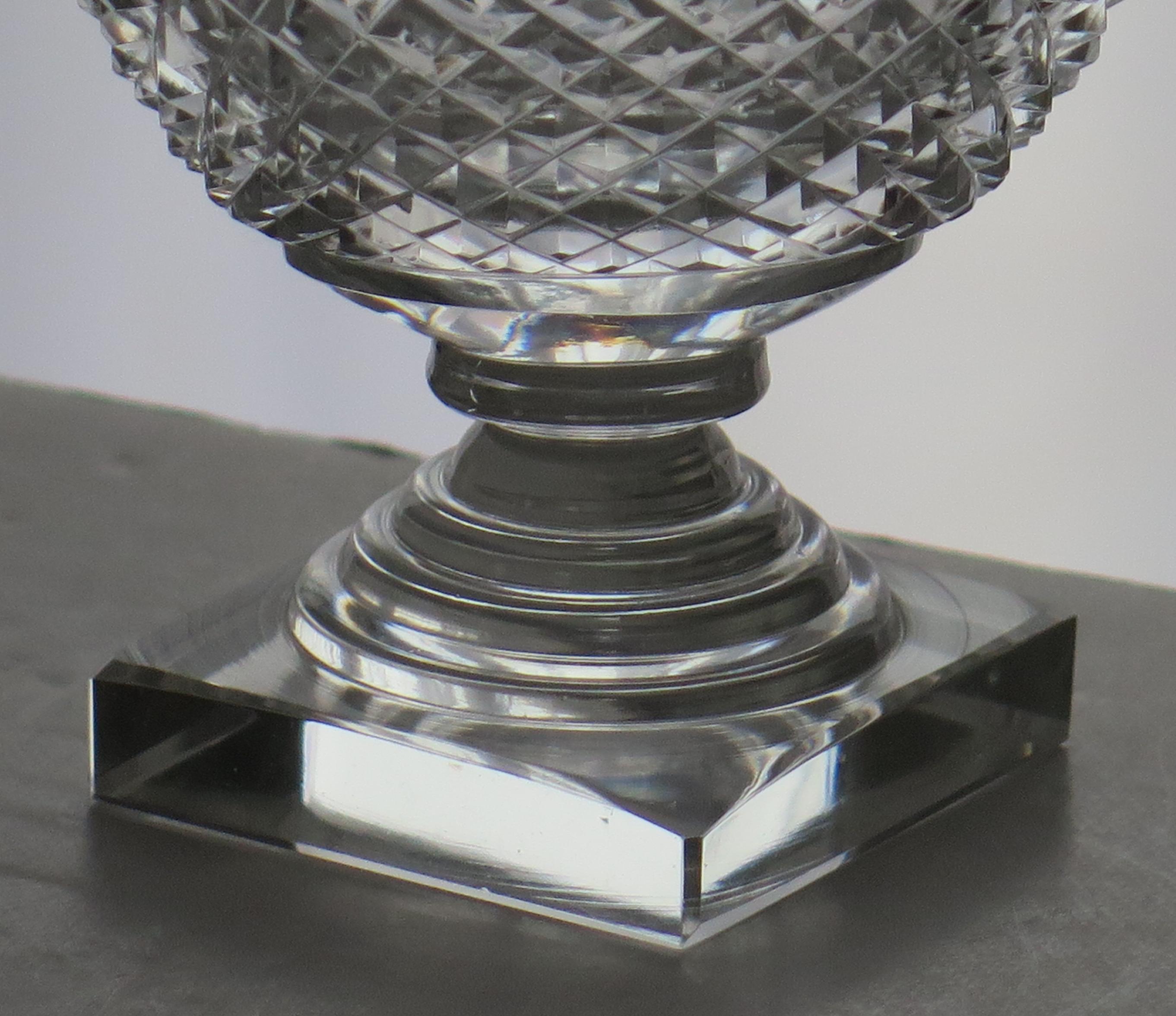 George III Irish 18th Century Georgian Cut Glass Salt with Stepped Foot, Ca 1790 For Sale