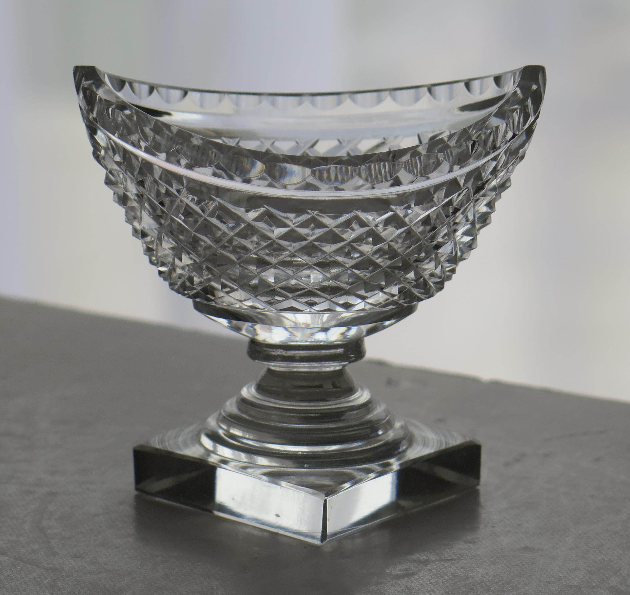 Hand-Crafted Irish 18th Century Georgian Cut Glass Salt with Stepped Foot, Ca 1790 For Sale