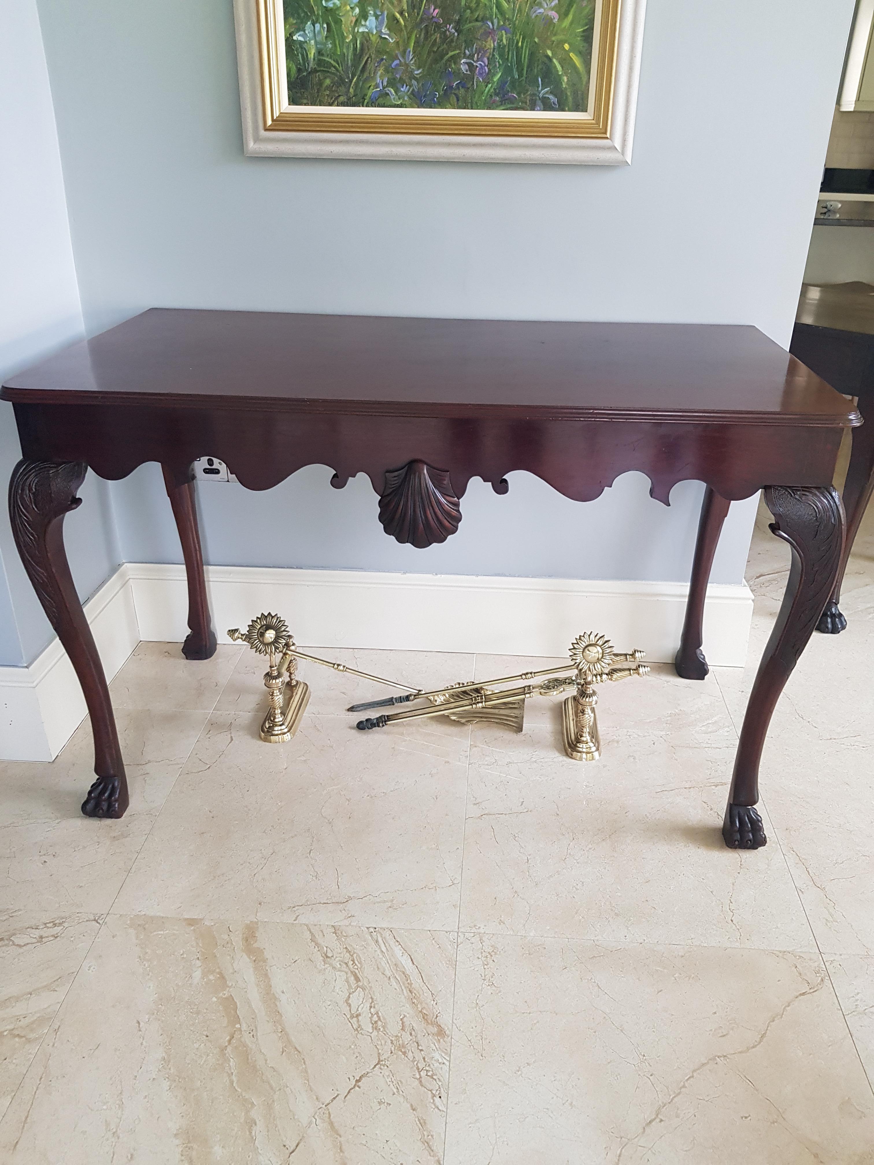 George III Irish 19th Century Finely Carved Mahogany Side Table Attributed to James Hicks For Sale