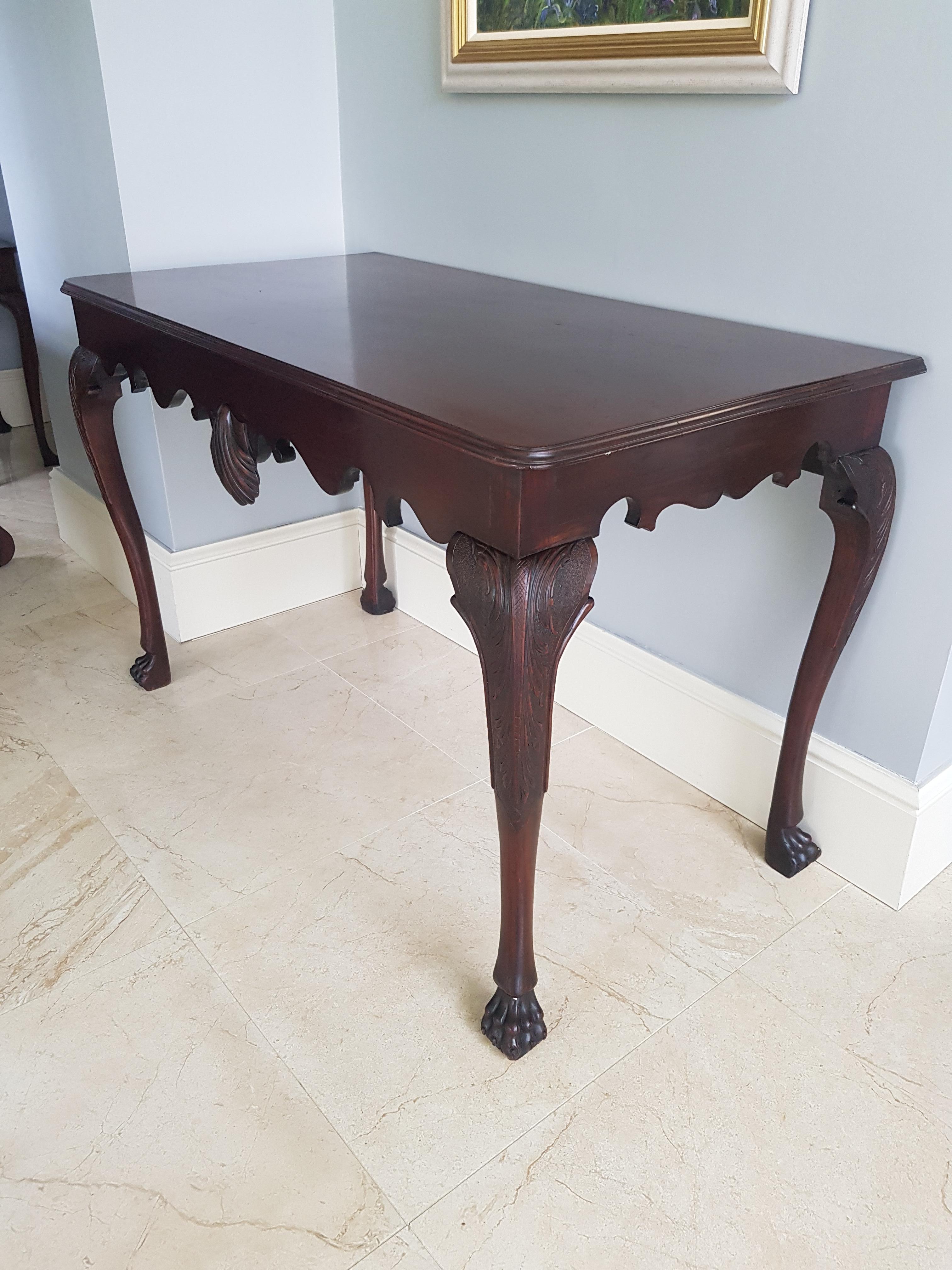 Irish 19th Century Finely Carved Mahogany Side Table Attributed to James Hicks For Sale 3