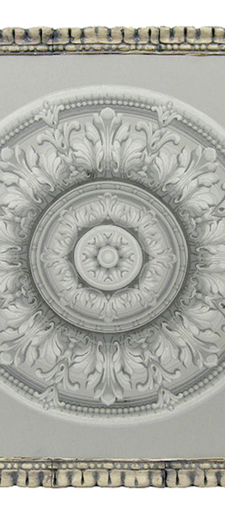 Hand-Crafted Irish 19th Century Grey Geometric Molding Painting with Historical Irish Molding For Sale