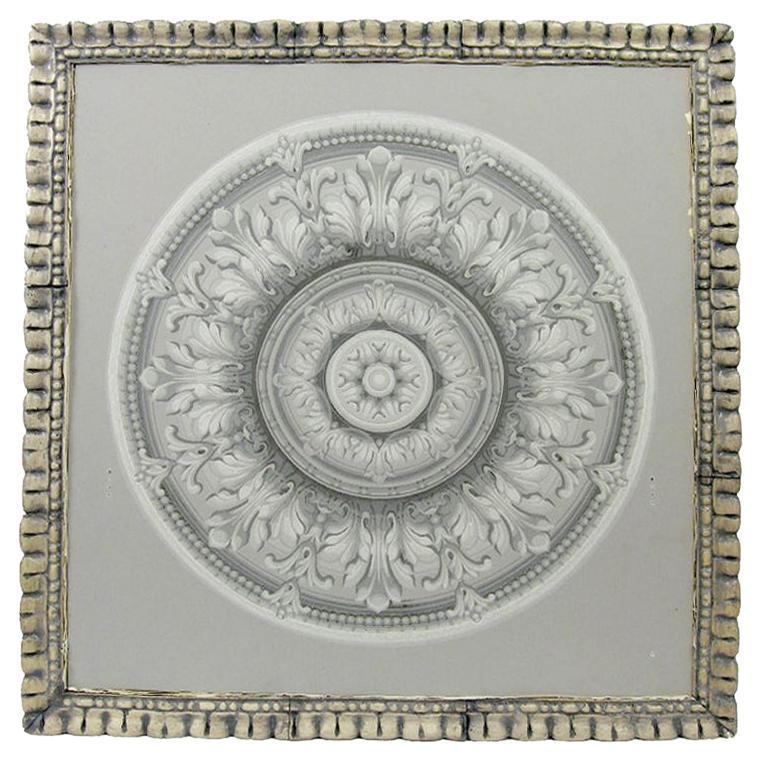 Irish 19th Century Grey Geometric Molding Painting with Historical Irish Molding For Sale