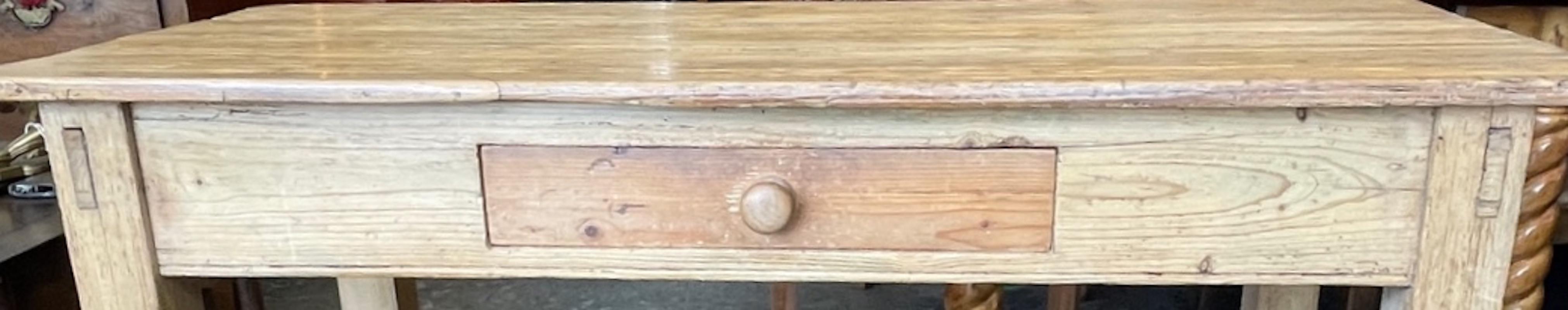 Irish 19th Century Pine Breakfast Table or Desk with One Center Drawer 7