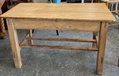 Irish 19th Century Pine Breakfast Table or Desk with One Center Drawer