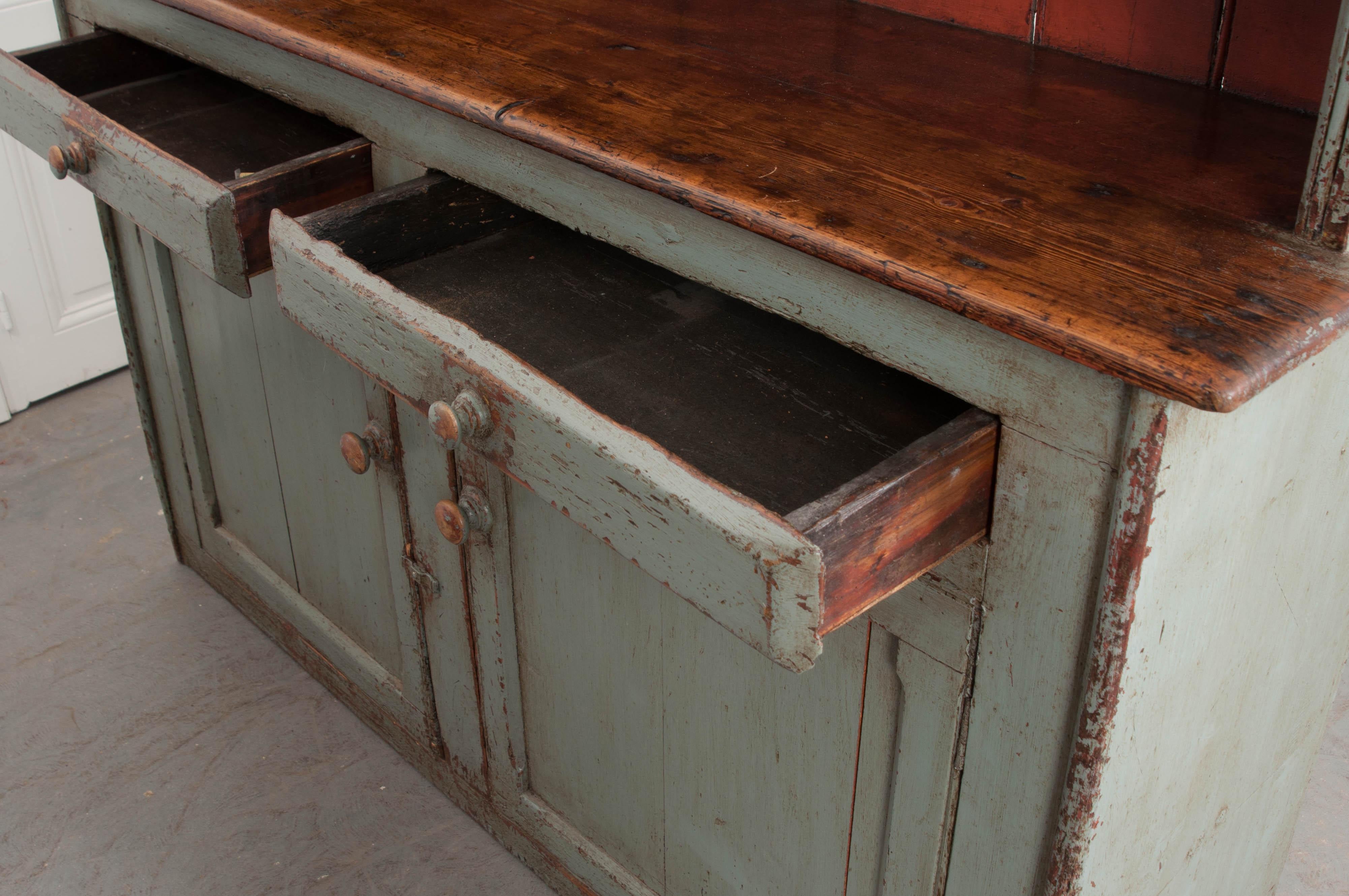 Irish 19th Century Polychrome Pine Pot Board Dresser 9