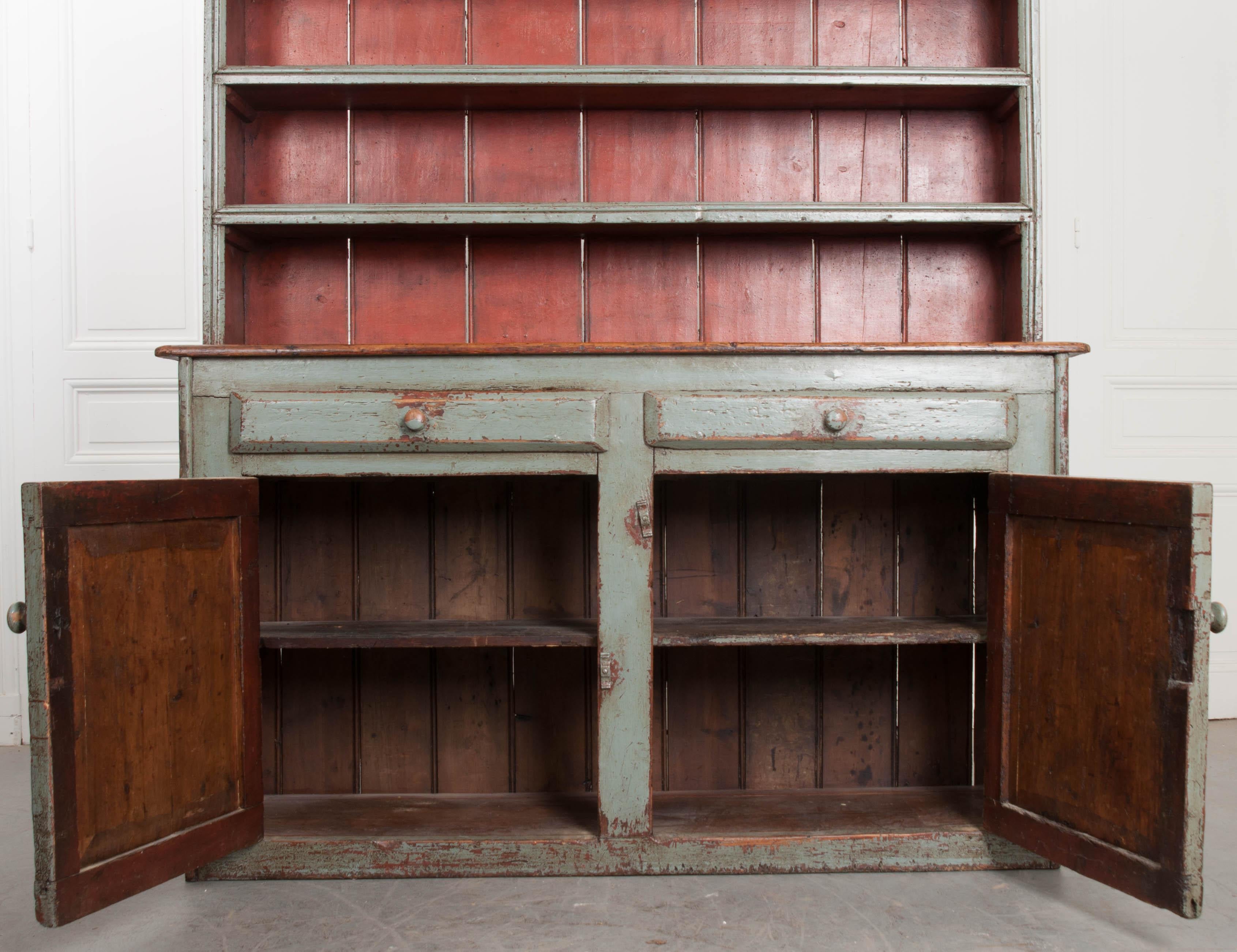 Irish 19th Century Polychrome Pine Pot Board Dresser 3