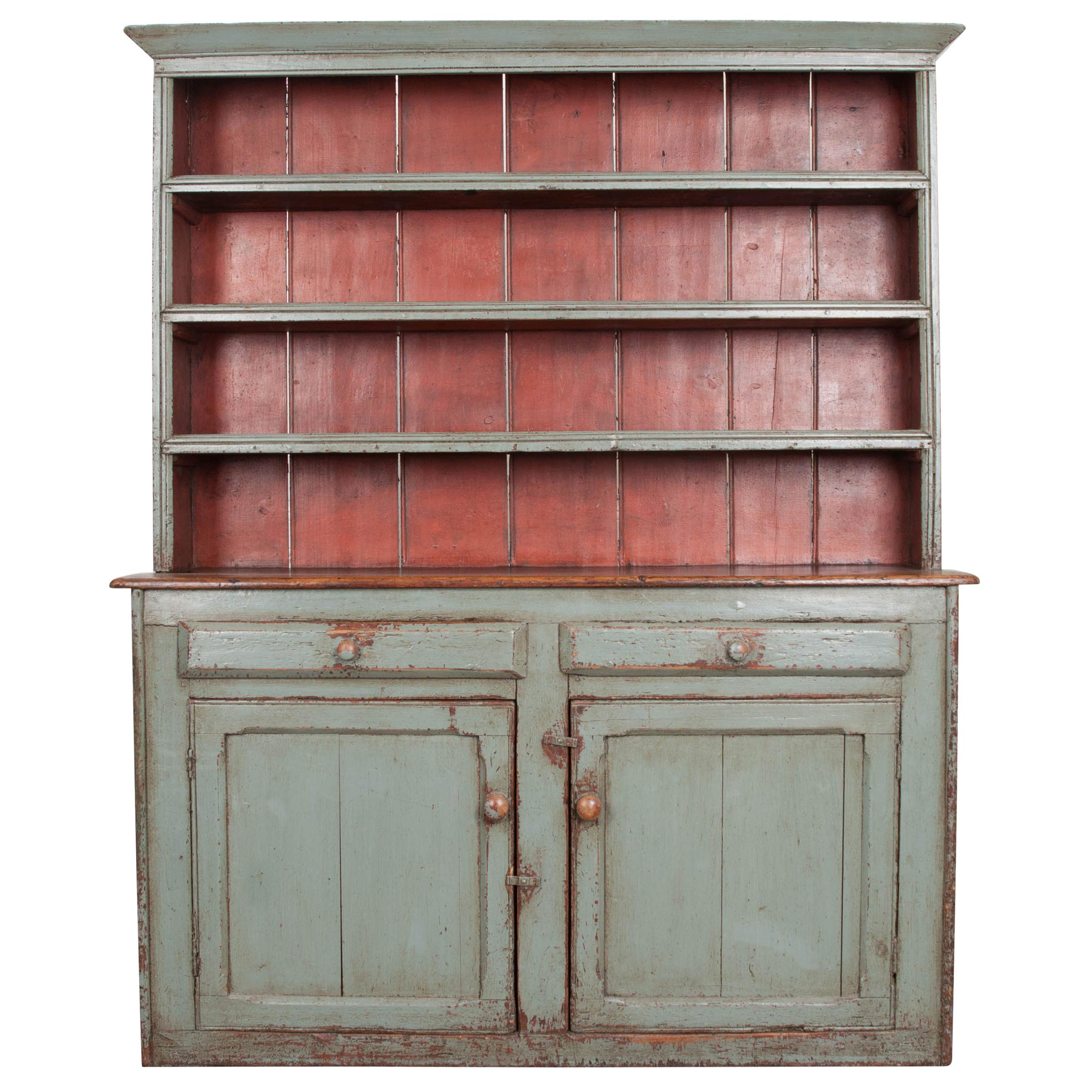 Irish 19th Century Polychrome Pine Pot Board Dresser