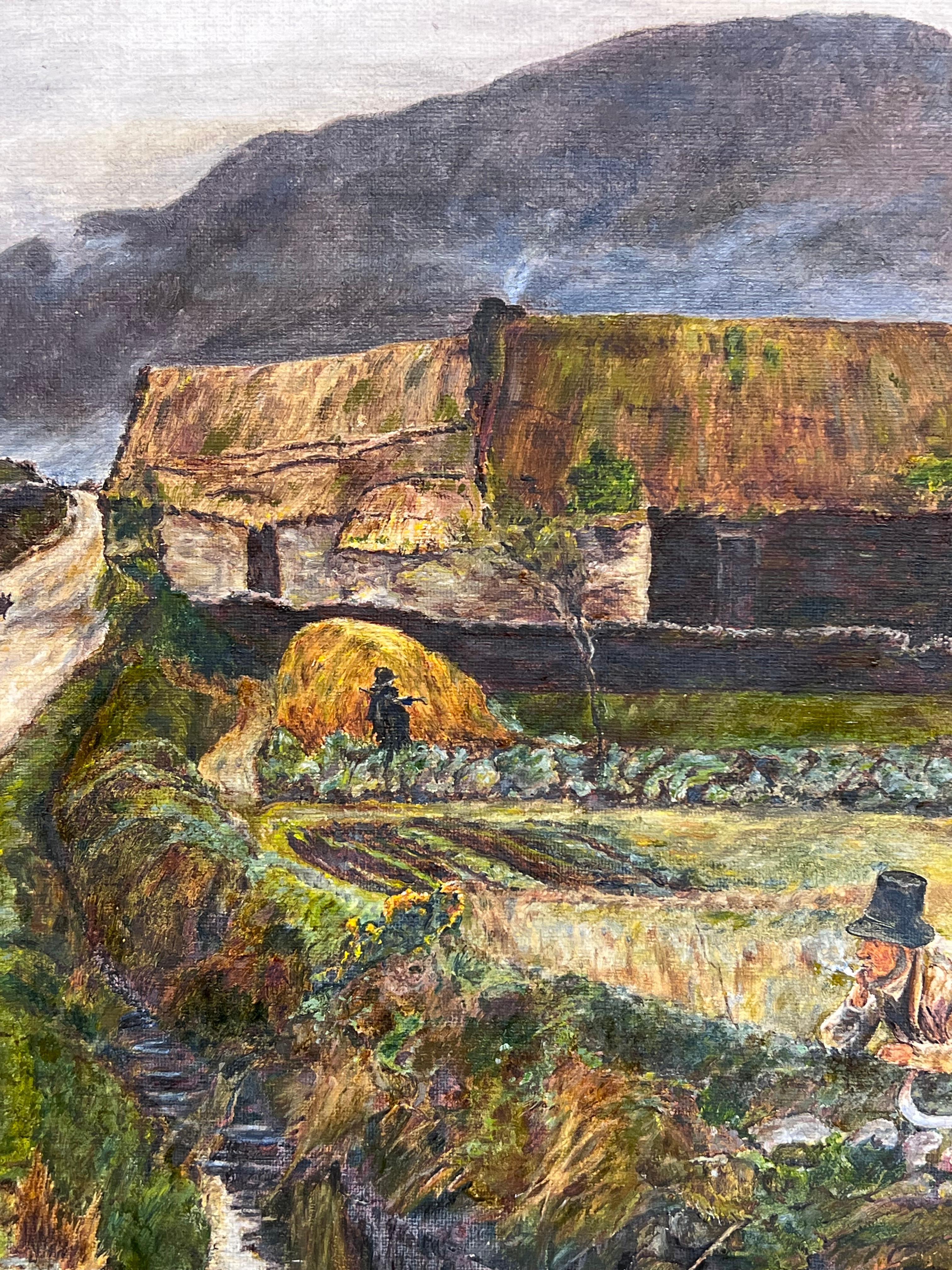 Pause pour la conversation
École irlandaise, signé et daté 1919
huile sur toile signée, encadrée
encadré : 19 x 27.5 pouces
toile : 12 x 20 pouces
Provenance : collection privée, Royaume-Uni.
Condit : le cadre est ancien et montre son âge avec