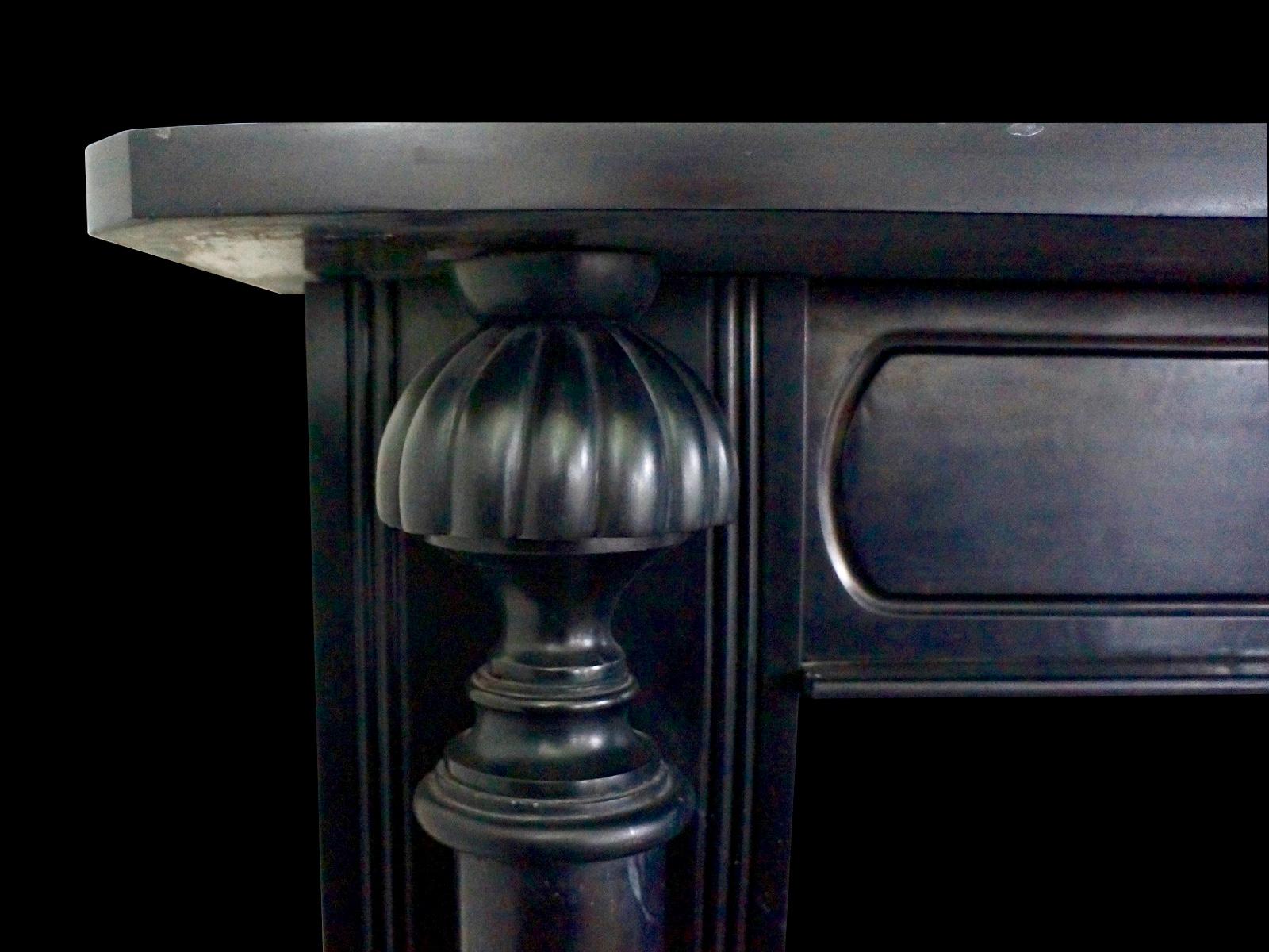 Regency Irish Antique Kilkenny Marble Columned Fireplace Mantel For Sale