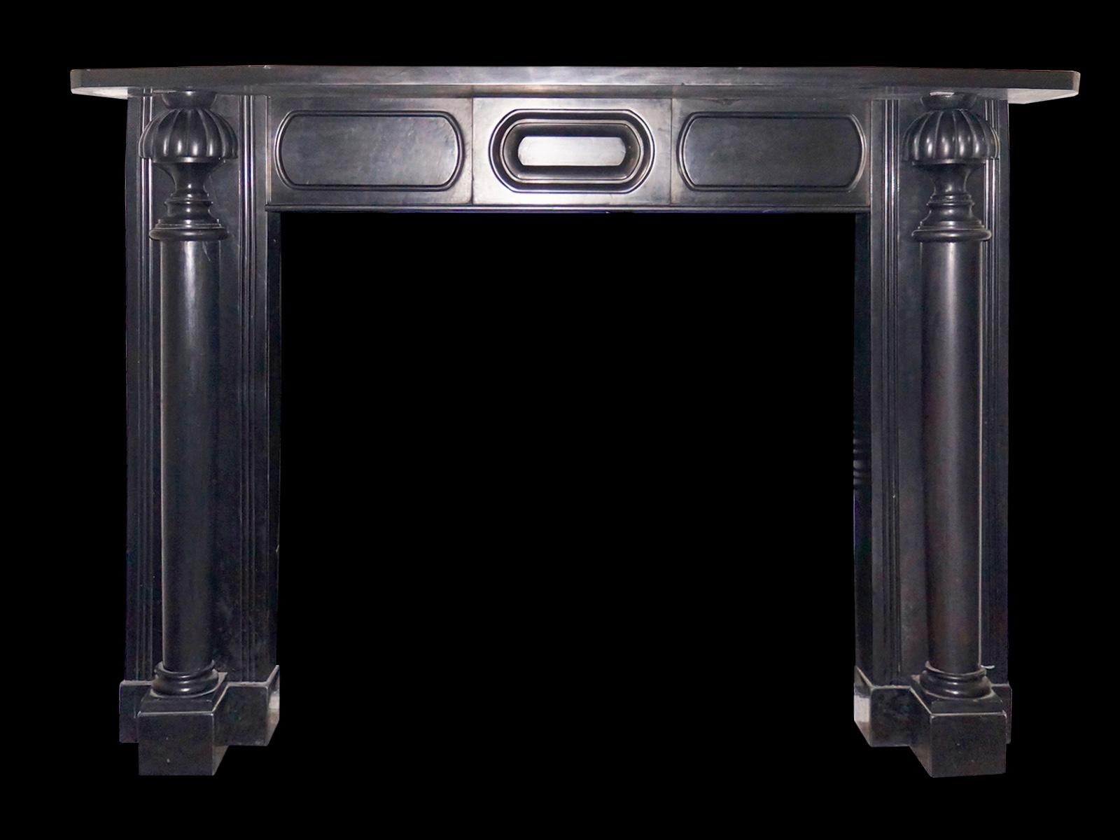 19th Century Irish Antique Kilkenny Marble Columned Fireplace Mantel For Sale
