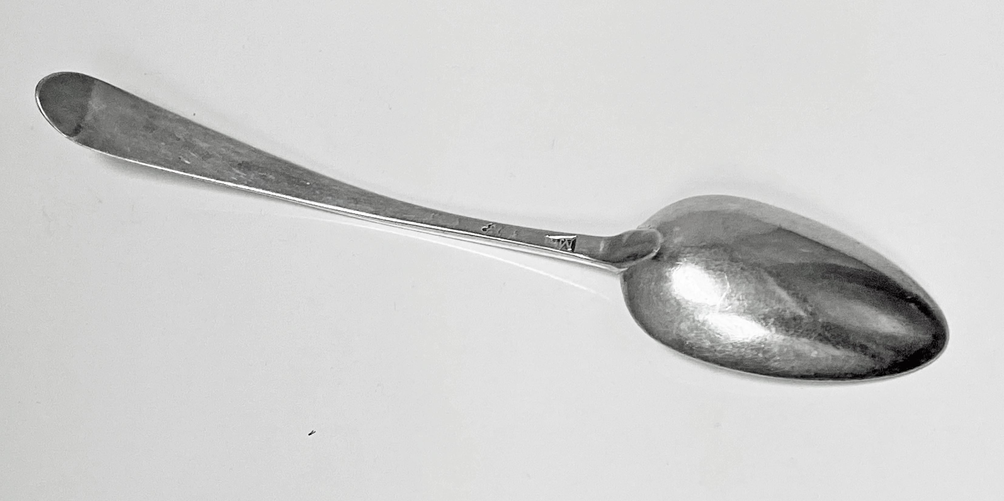George III Irish Antique Silver Bright cut Celtic point Dessert Spoon Dublin C.1785 
