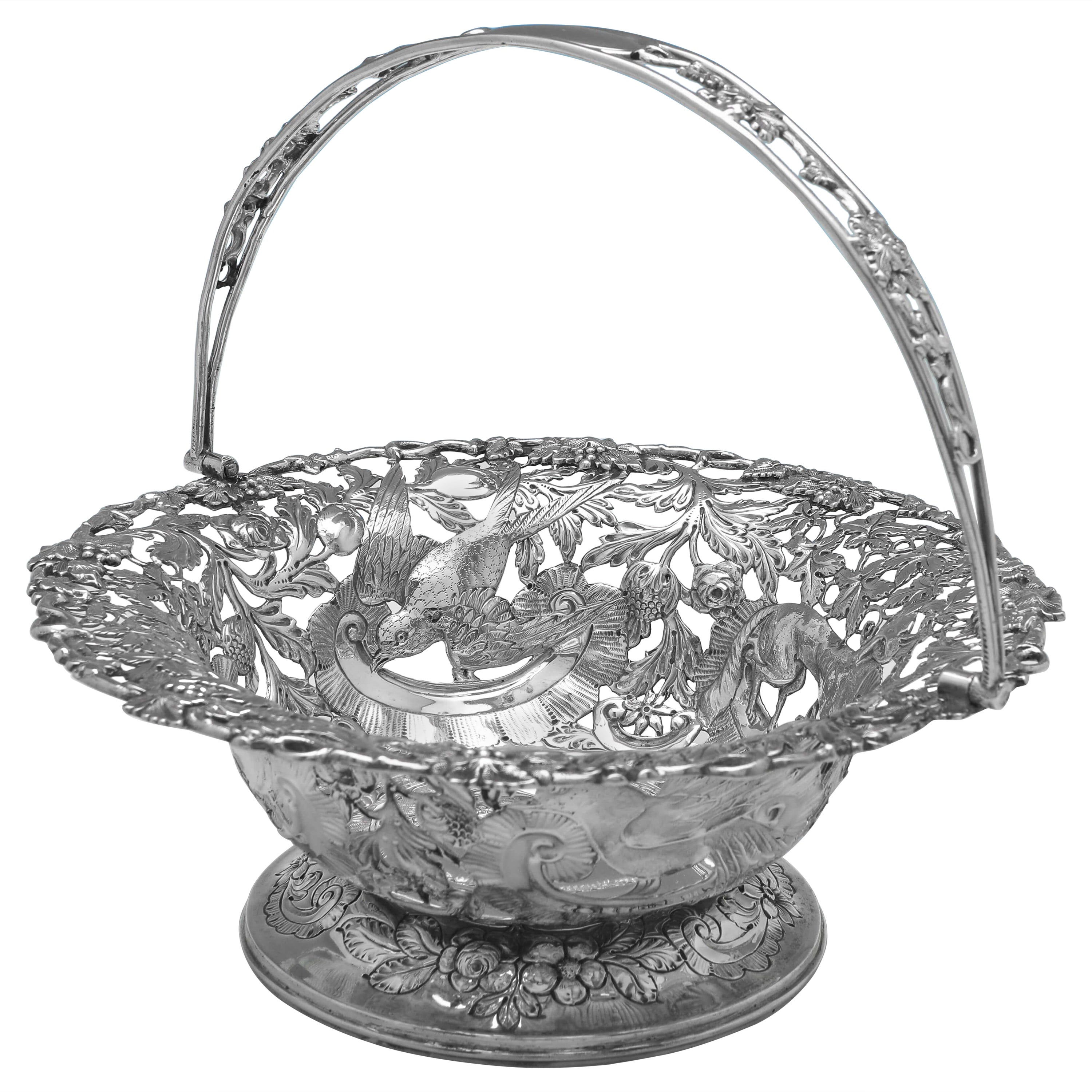 Irischer antiker Korb aus Sterlingsilber – gestempelt Dublin 1911