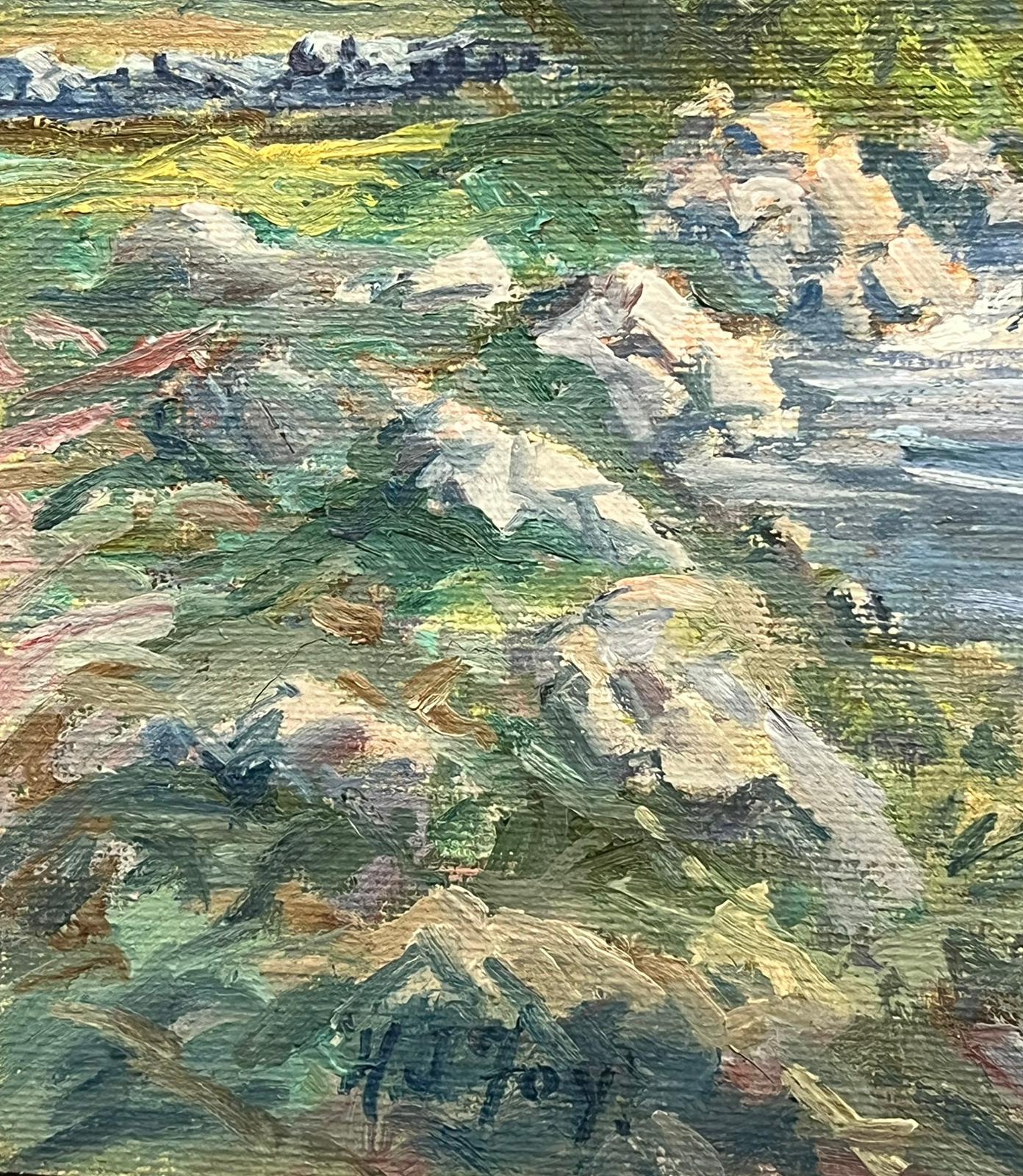 The Rolling Hills of Connemara
Irish artist, mid 20th century
signed oil on board, unframed
board: 14 x 20 inches
Provenance: private collection, UK
Condition: very good condition

Description:
This lovely oil painting depicts a serene Irish