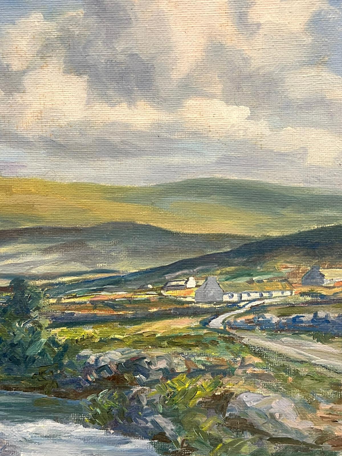 1950s Irish Landscape Signed Oil Painting Rolling Hills Flowing Stream Connemara For Sale 3