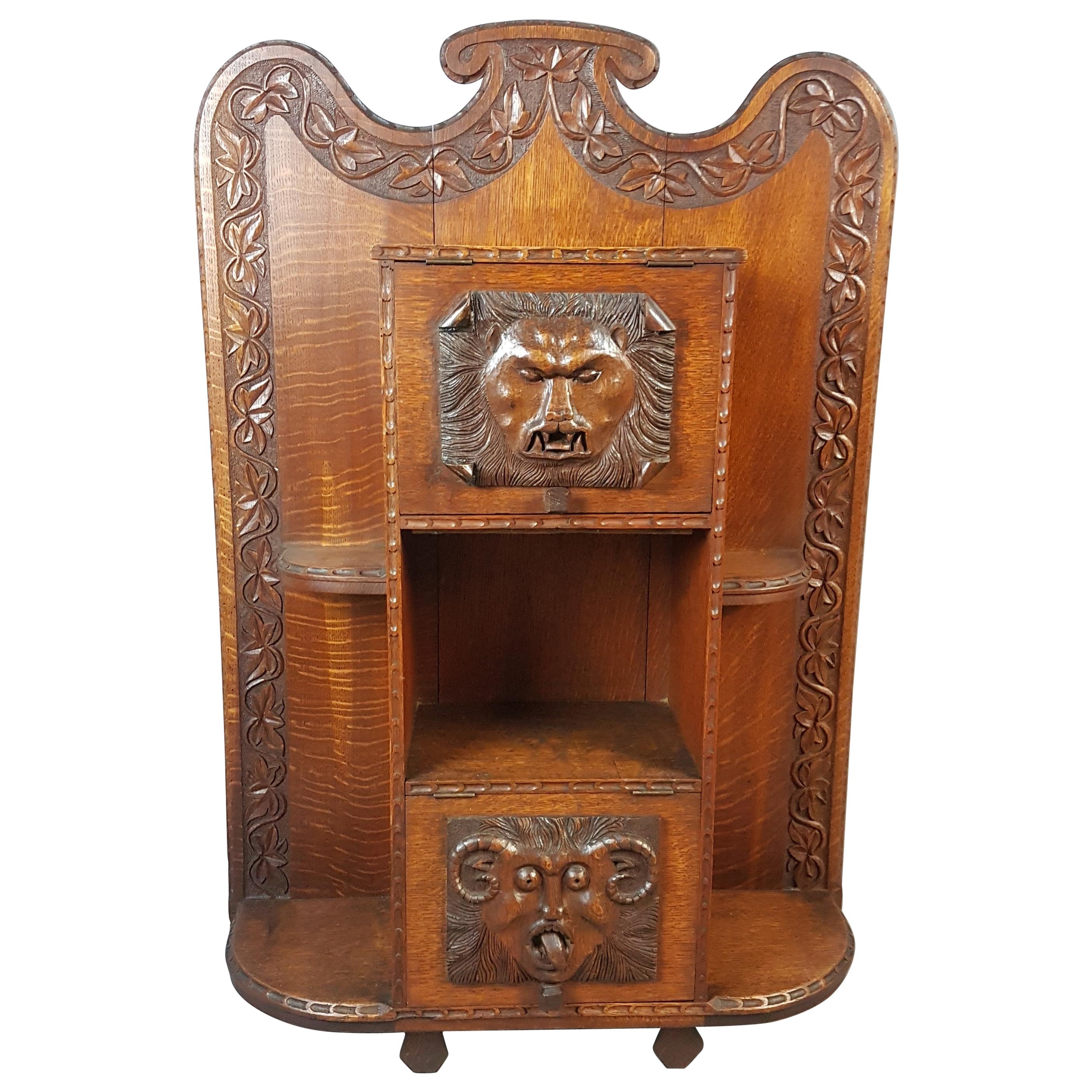 Irish Arts 
Crafts Carved Oak Stand, Early 20th Century For Sale