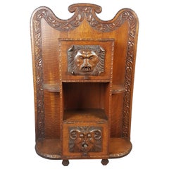 Irish Arts & Crafts Carved Oak Stand, Early 20th Century