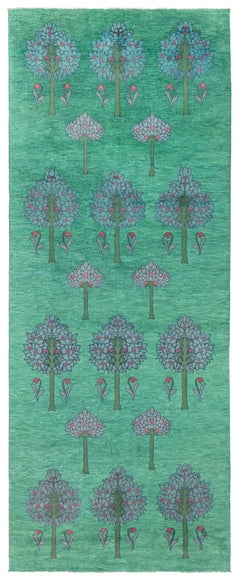 Irish Arts & Crafts Vintage Forest Green Rug By C.F.A. Voysey (Fragment)