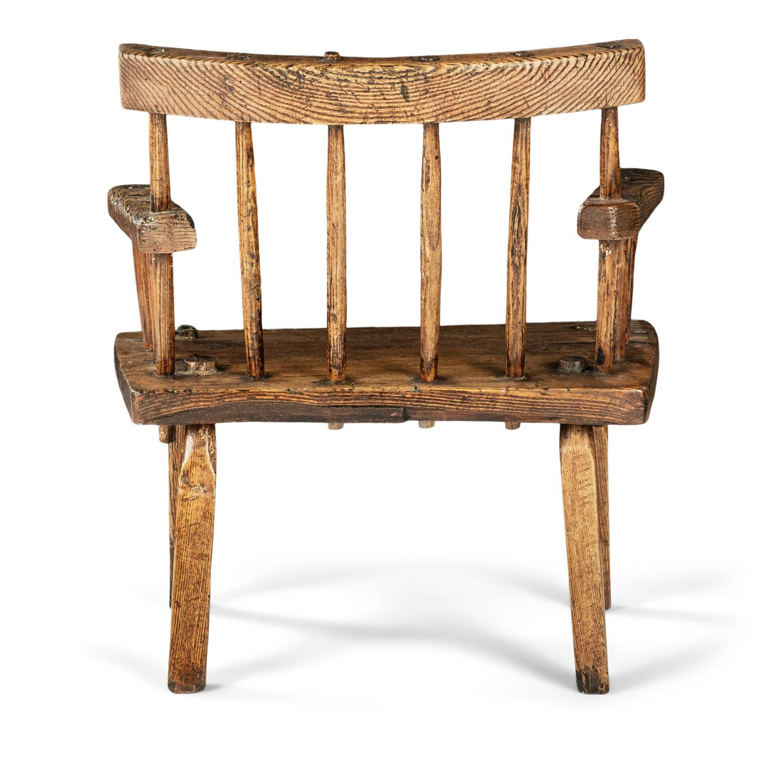 Hand-Carved Irish Ash Comb Back Armchair