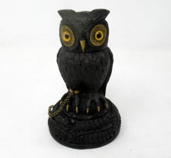 Irish Bog Oak Hand Carved Wooden Owl poss by Cornelius Goggin Dublin Ireland
