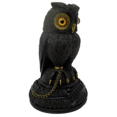 Antique Irish Bog Oak Hand Carved Wooden Owl poss by Cornelius Goggin Dublin Ireland