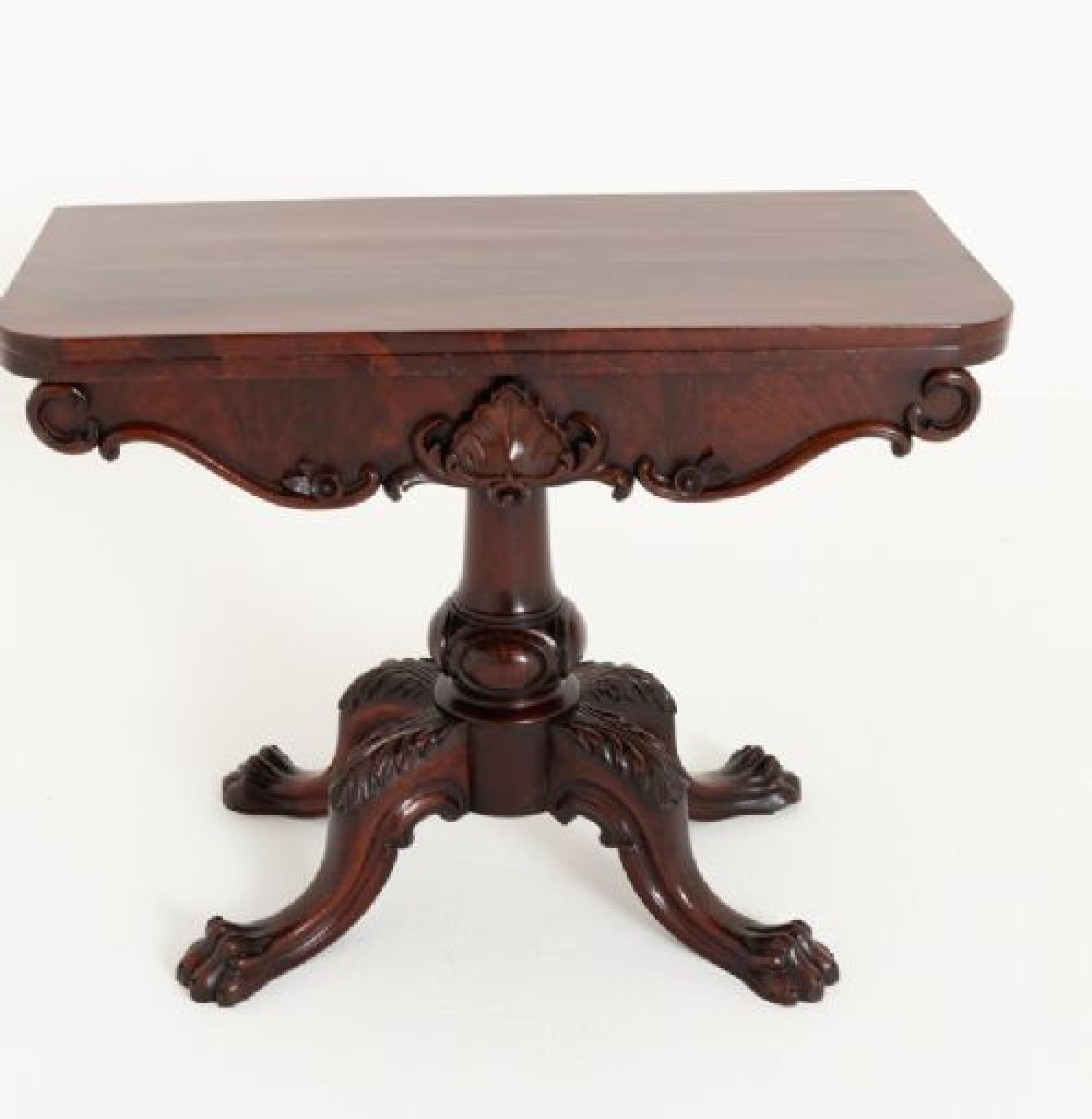 Irish Card Table Mahogany Games 1860 For Sale 6