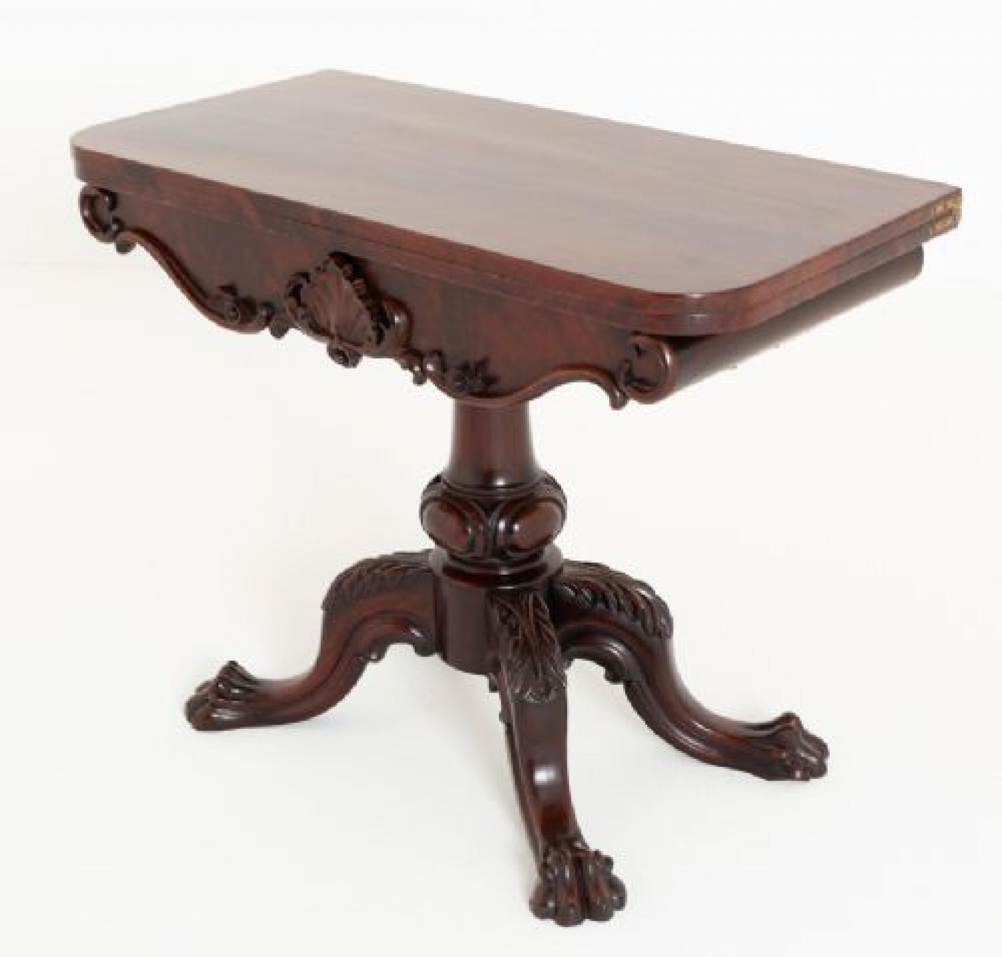 Irish Card Table Mahogany Games 1860 For Sale 7