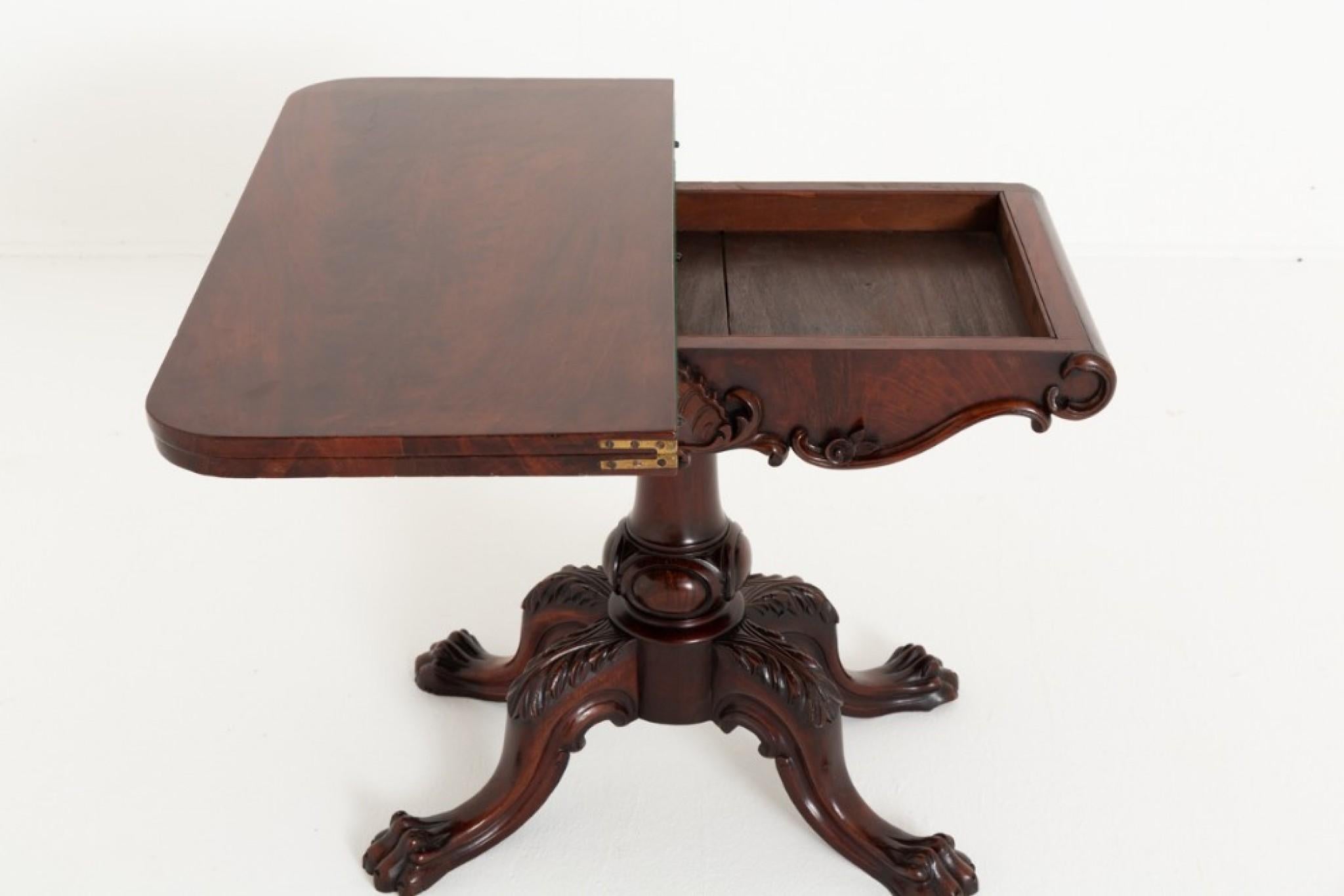 Irish Card Table Mahogany Games 1860 For Sale 1