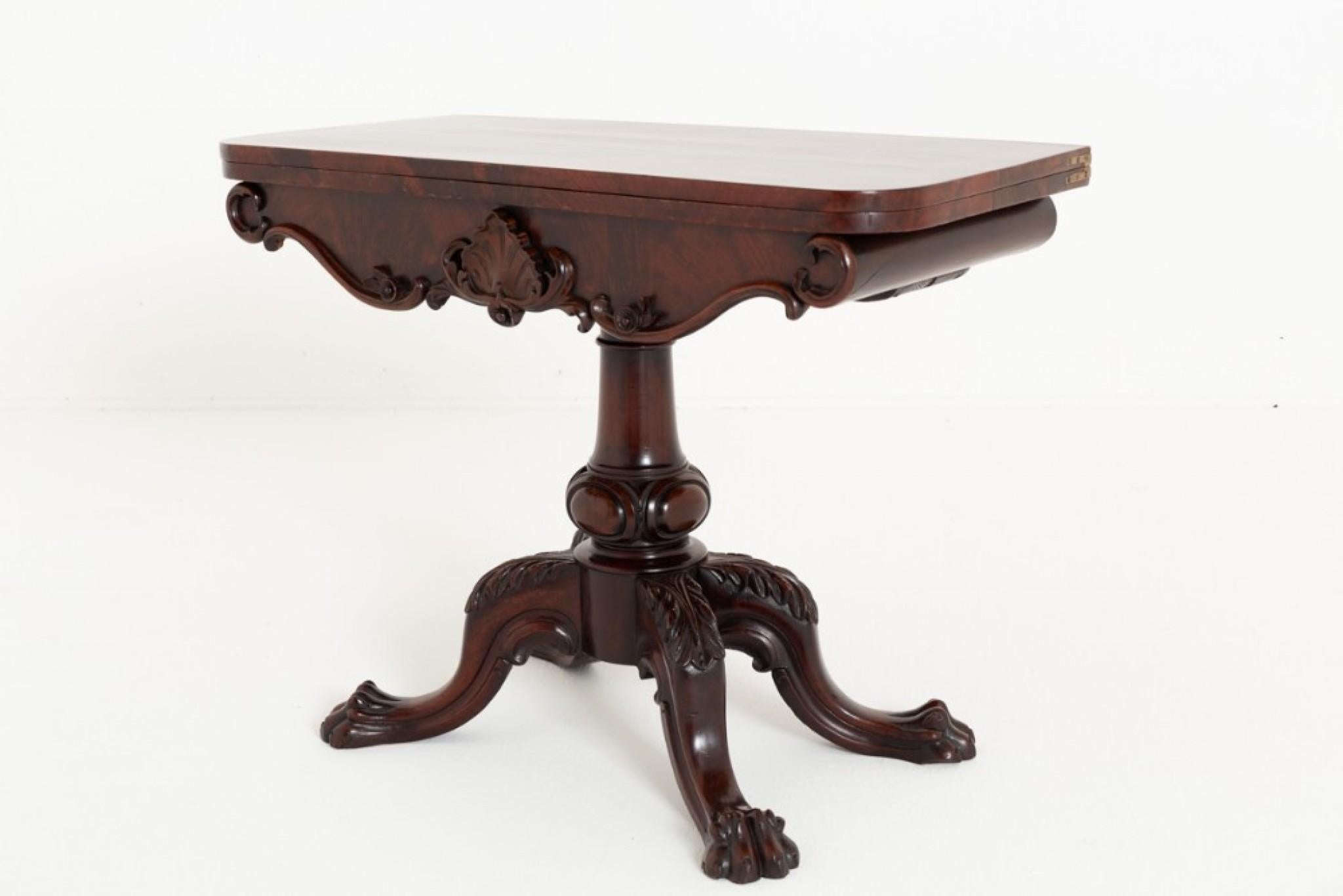 Irish Card Table Mahogany Games 1860 For Sale 4