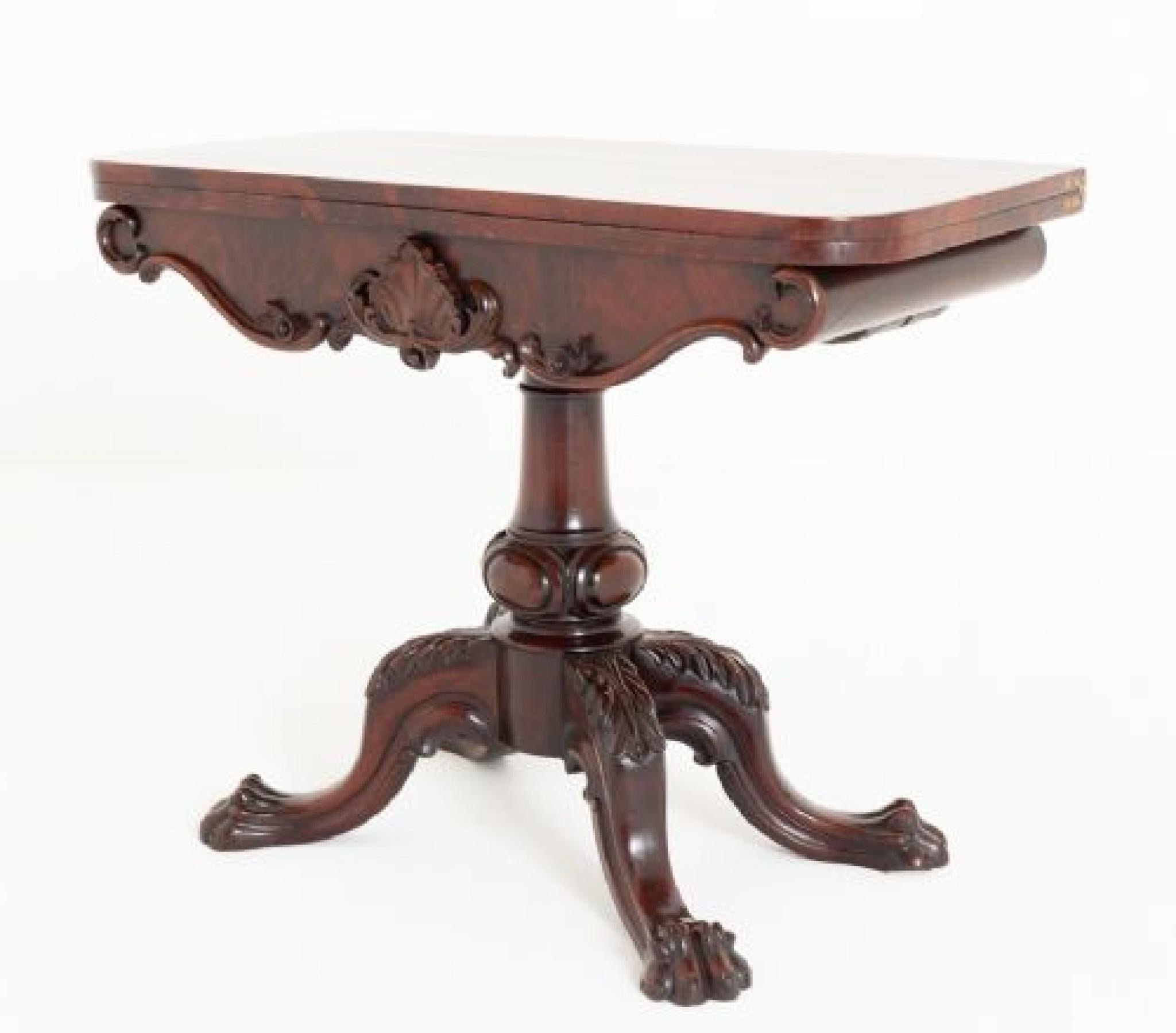 Irish Card Table Mahogany Games 1860 For Sale 5
