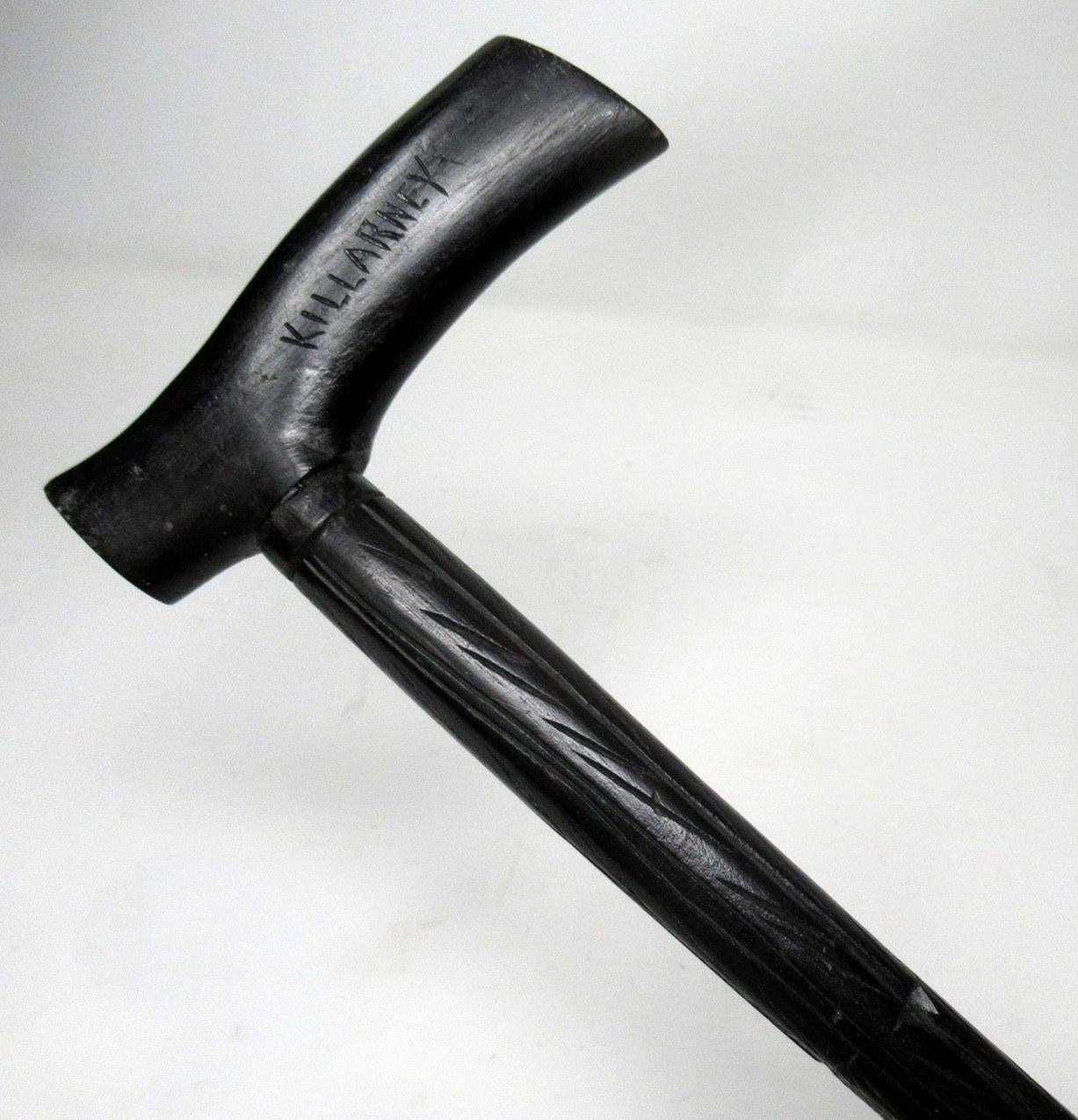 Irish Carved Bog Oakwood Walking Stick Cane Shamrock Killarney Dublin Ireland 1