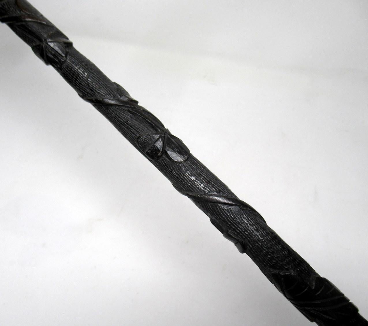 Irish Carved Bog Oakwood Walking Stick Cane Shamrock Killarney Dublin Ireland 2
