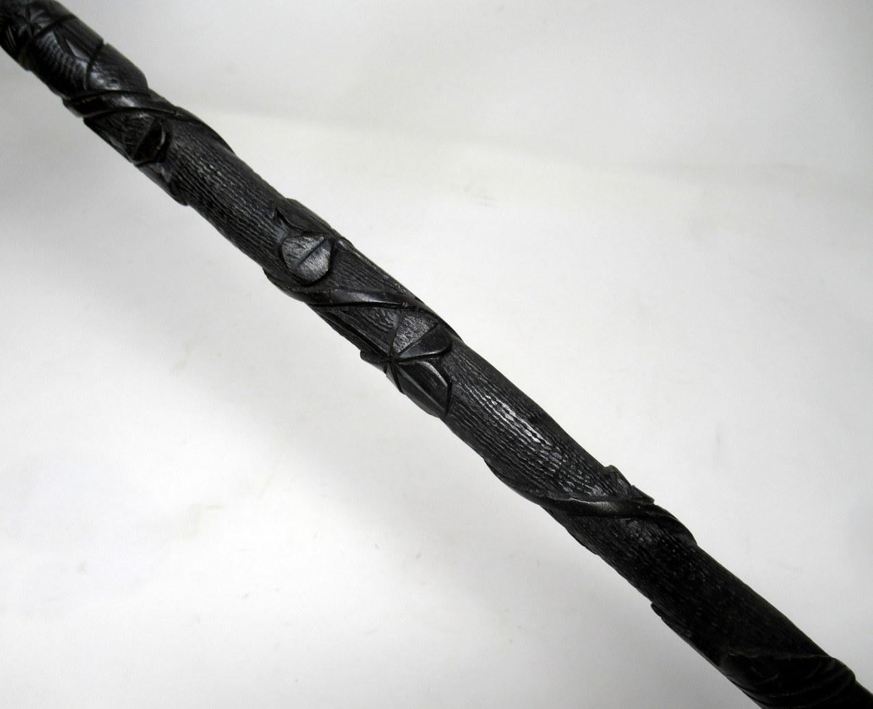 Irish Carved Bog Oakwood Walking Stick Cane Shamrock Killarney Dublin Ireland 3