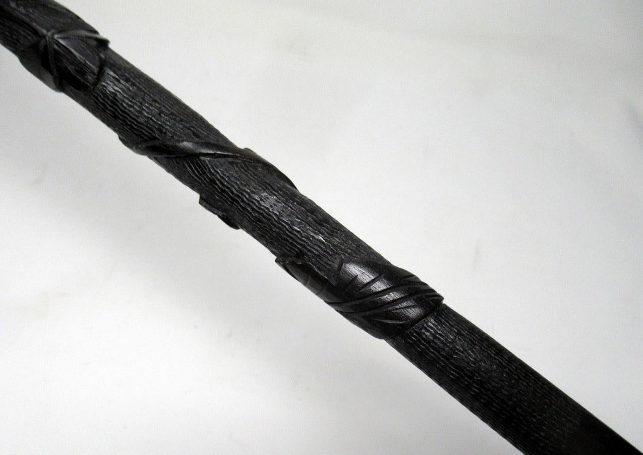 Irish Carved Bog Oakwood Walking Stick Cane Shamrock Killarney Dublin Ireland 4