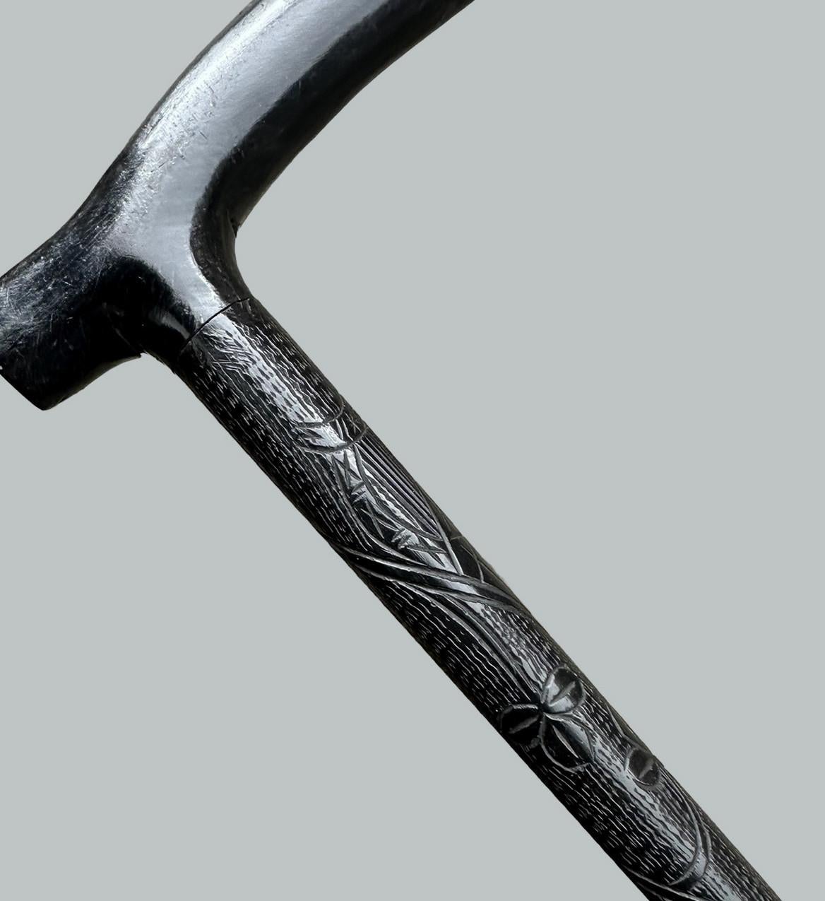 Irish Carved Bog Oakwood Walking Stick Cane Shamrock Killarney Dublin Ireland 5