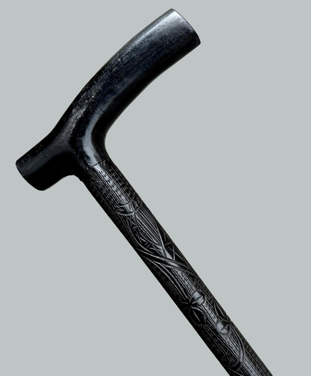 Irish Carved Bog Oakwood Walking Stick Cane Shamrock Killarney Dublin Ireland 2