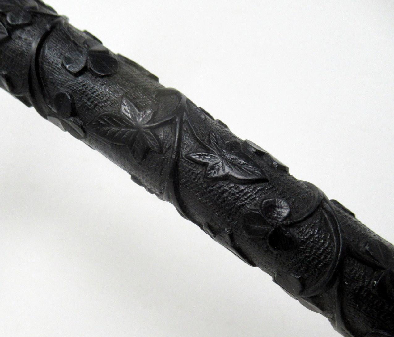 Irish Carved Bog Oakwood Walking Stick Cane Shamrock Killarney Dublin Ireland 3