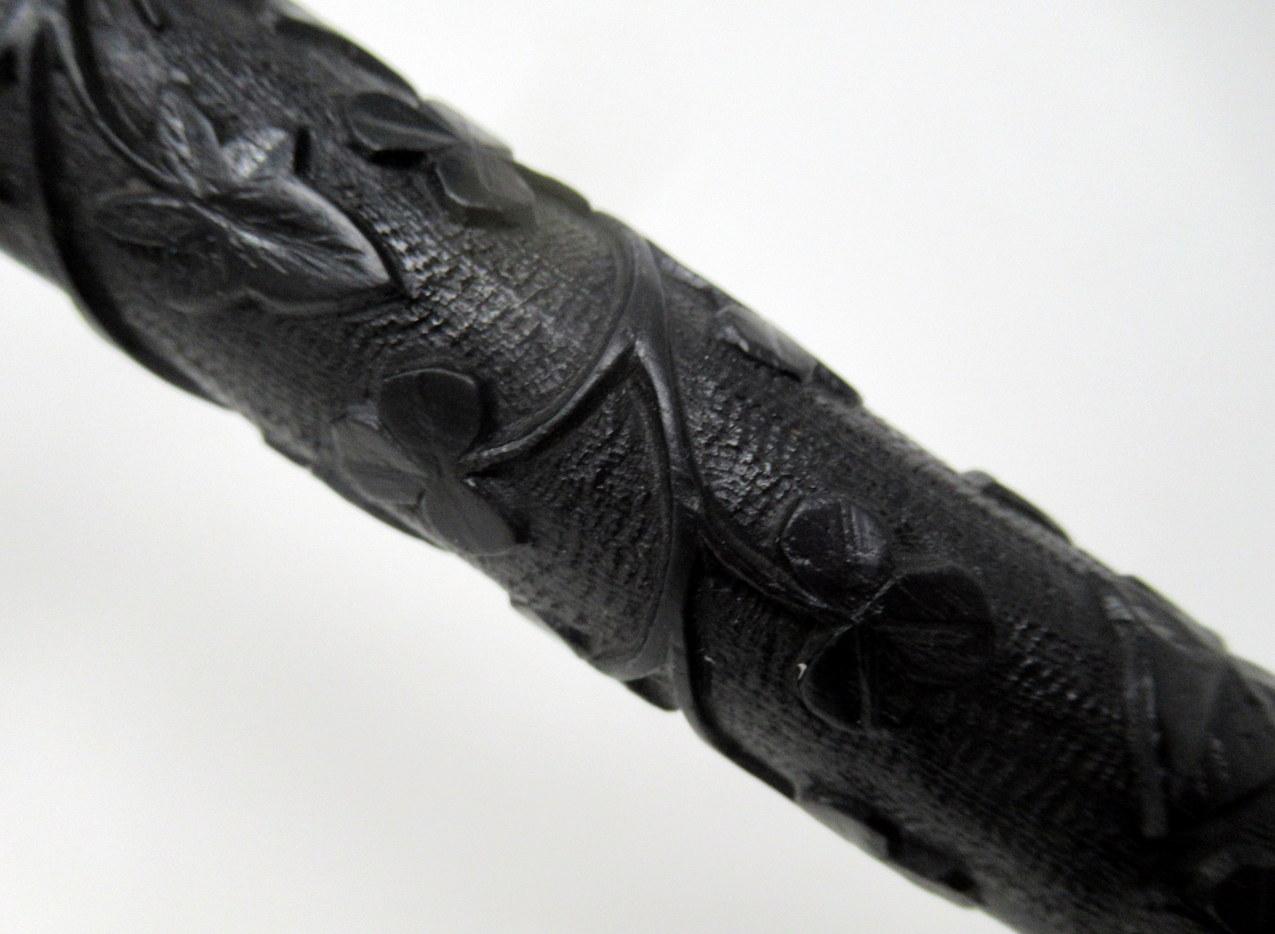Irish Carved Bog Oakwood Walking Stick Cane Shamrock Killarney Dublin Ireland 4