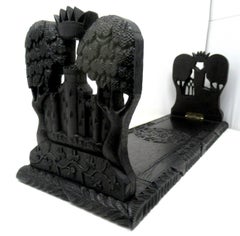 Irish Carved Bog Wood Oak Bookcase Harp Shamrock Cornelius Goggin Dublin Ireland