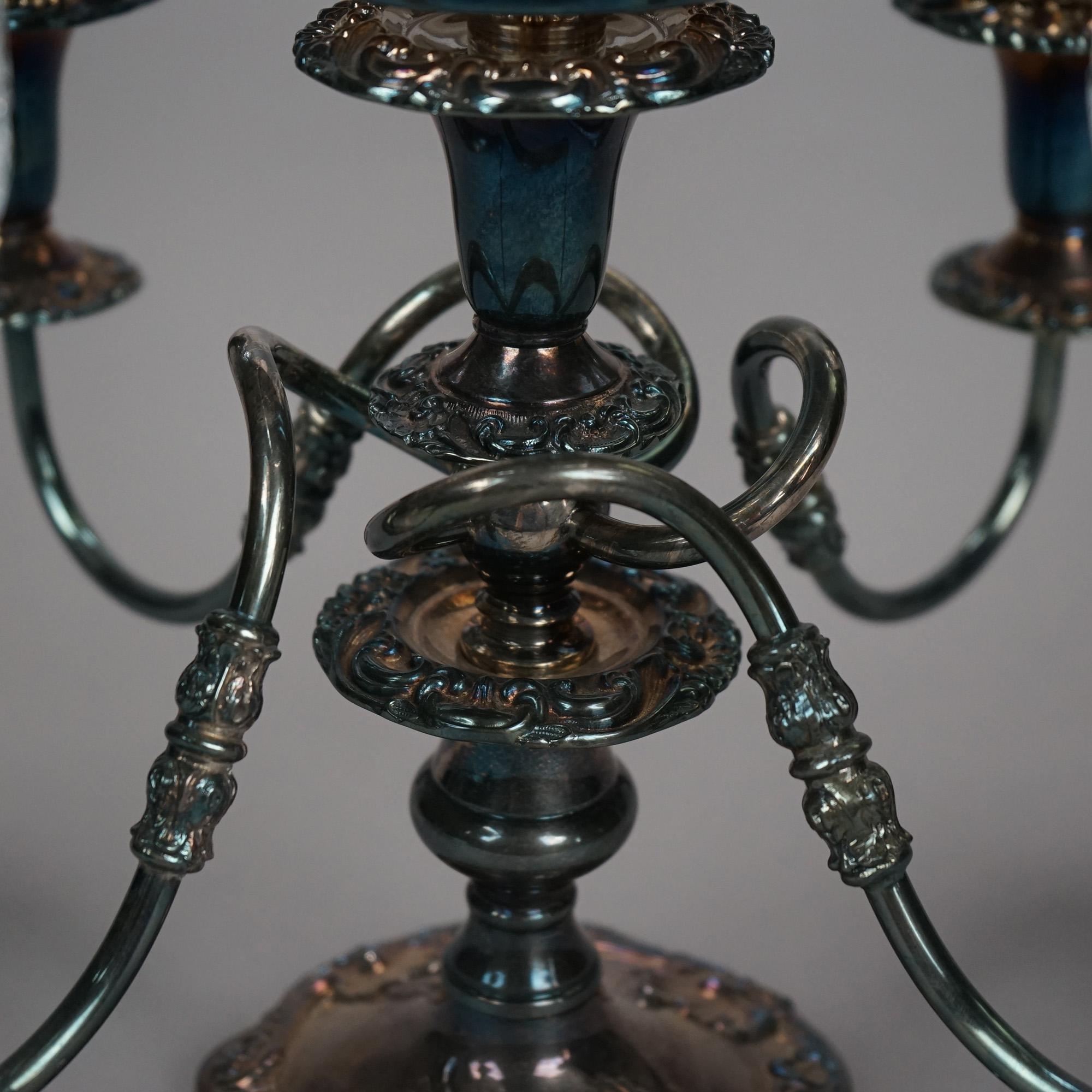 Irish Cavan Innisfree Cut Lead Crystal & Sheffield Silver Plate Épergne 20th C 6
