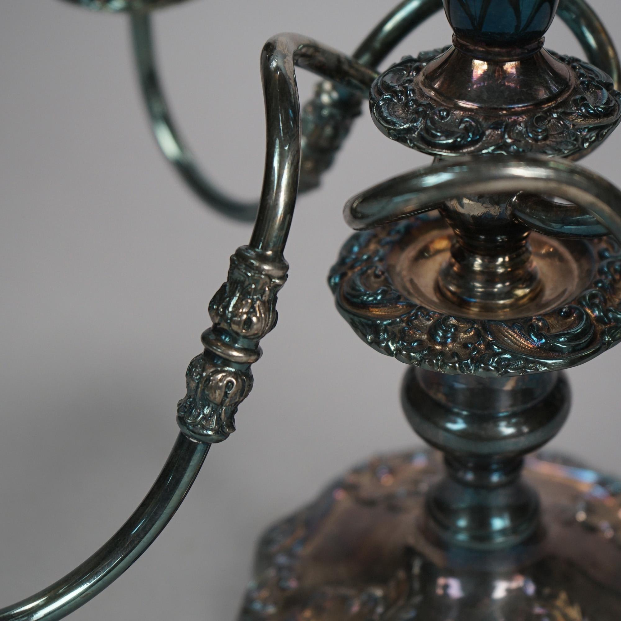 Irish Cavan Innisfree Cut Lead Crystal & Sheffield Silver Plate Épergne 20th C 7