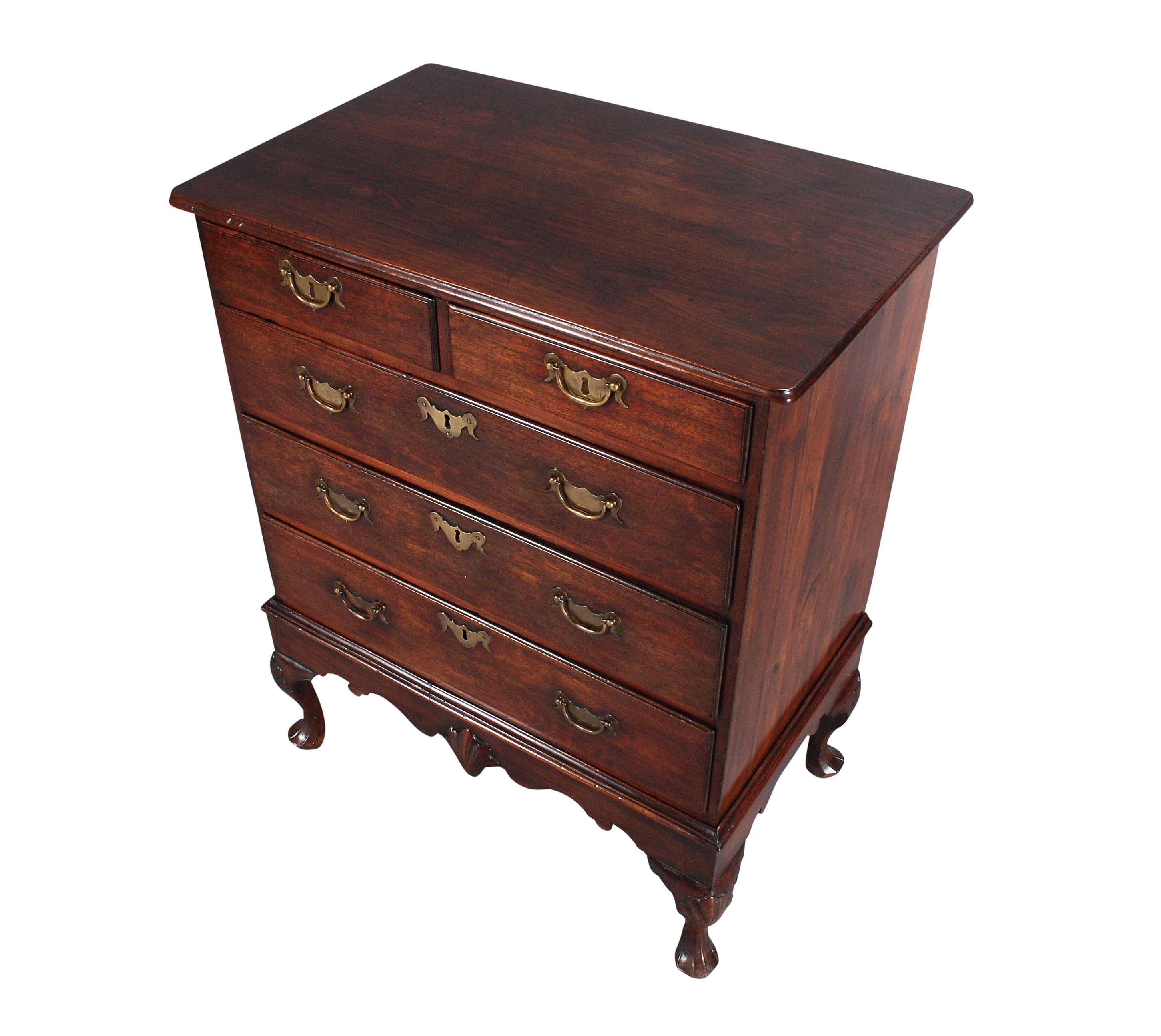 Brass Irish Chest on Stand in Solid Walnut For Sale