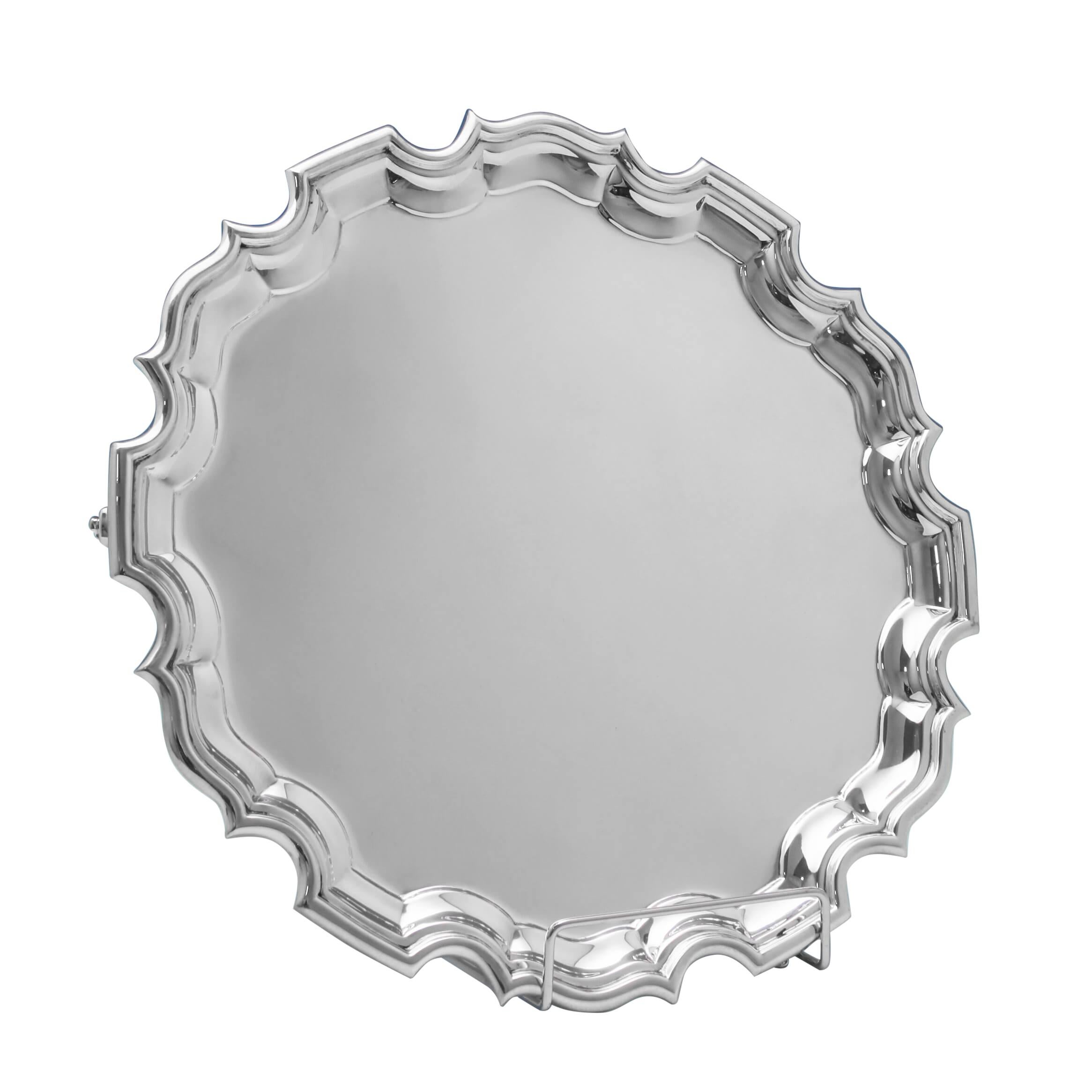 Irish Chippendale Border Sterling Silver Salver by West & Son of Dublin